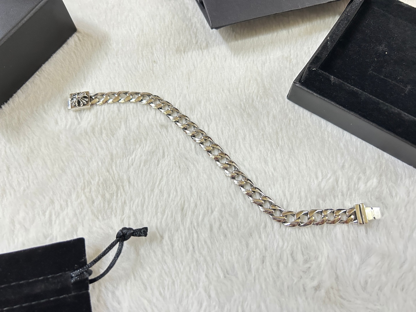 Chrome Hearts herats 克罗心 十字花光板手链 长度：18-20-22厘米