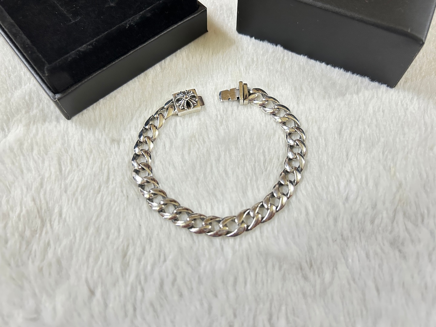 Chrome Hearts herats 克罗心 十字花光板手链 长度：18-20-22厘米