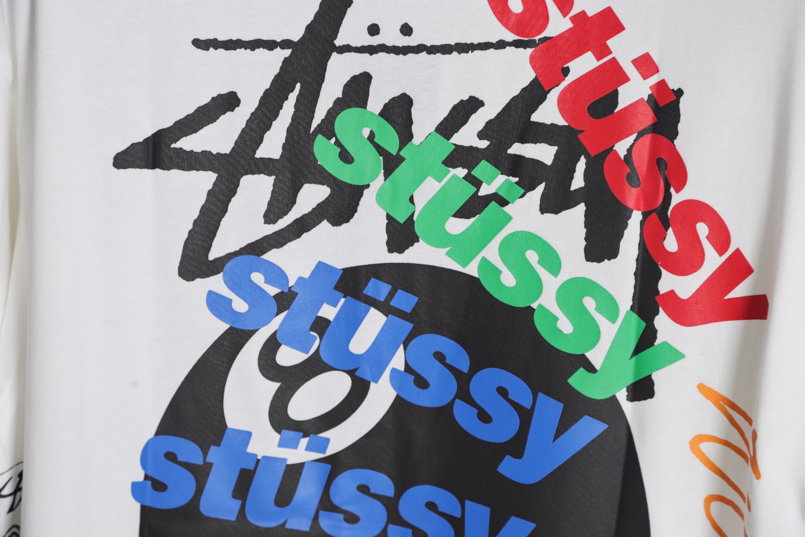 170 Stussy 斯图西 彩色黑八骷髅大涂鸦短袖