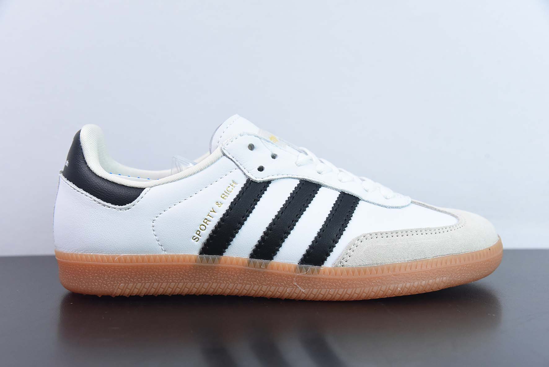 Adidas XAJD49135421 阿迪 携手洛杉矶品牌Sporty & Rich x Adidas Originals Samba OG 桑巴“白浅灰黑生胶底”H 尺码：36-45