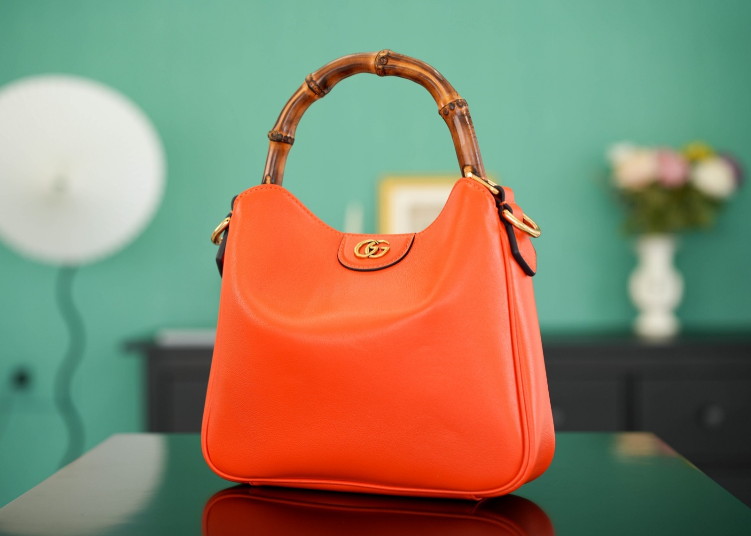 正品级GucciDiana竹节小号肩背包橙色24cm正品售价19.000独家原厂皮发售限量级别新款戴安娜
