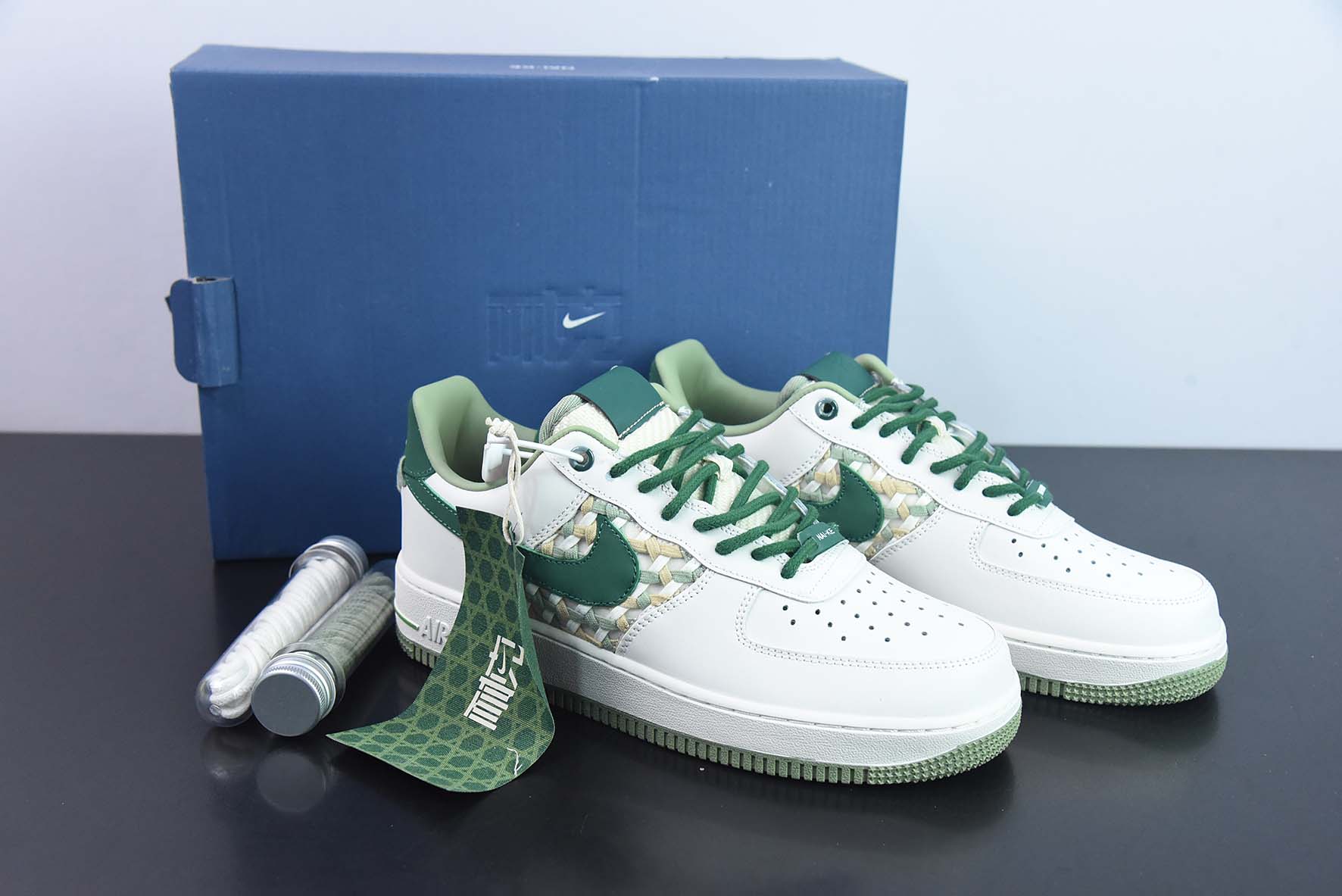 Air Force 1 '07 Low 白绿色 小香风低帮运动鞋 编织 货号:FN0369 100