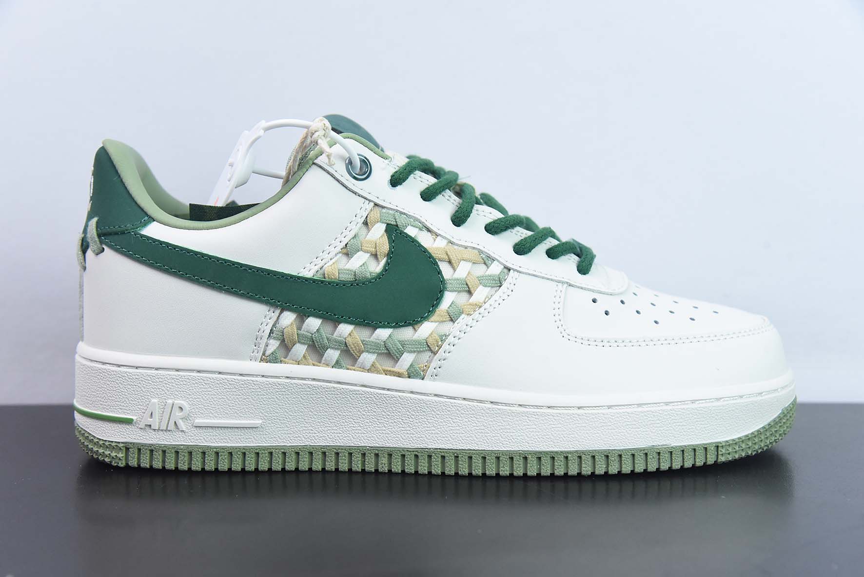 Air Force 1 '07 Low 白绿色 小香风低帮运动鞋 编织 货号:FN0369 100
