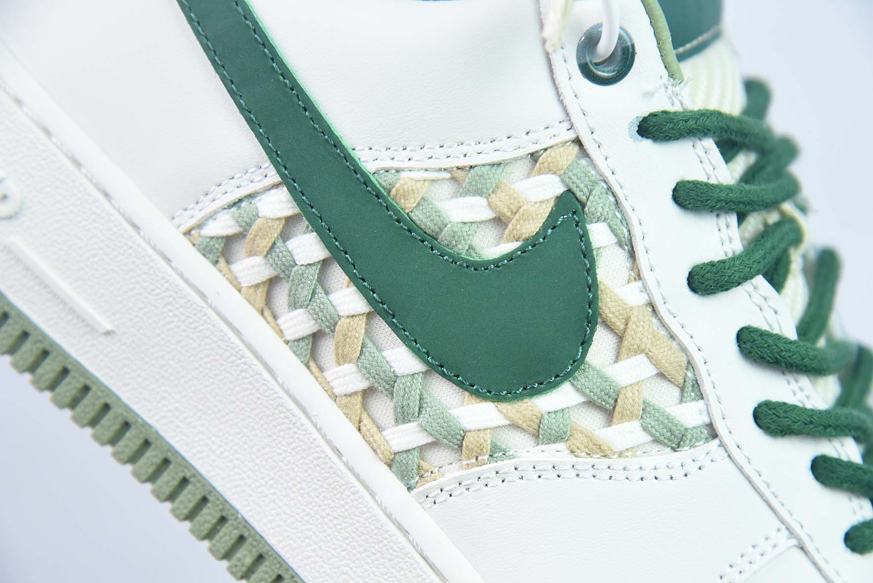 Air Force 1 '07 Low 白绿色 小香风低帮运动鞋 编织 货号:FN0369 100