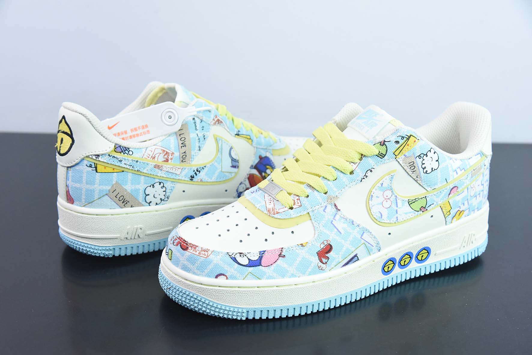 耐克Nike Air Force 1’07 Low"Doraemo"空军一号“米白浅蓝黄哆啦A梦叮当猫”货号:FB0607-055