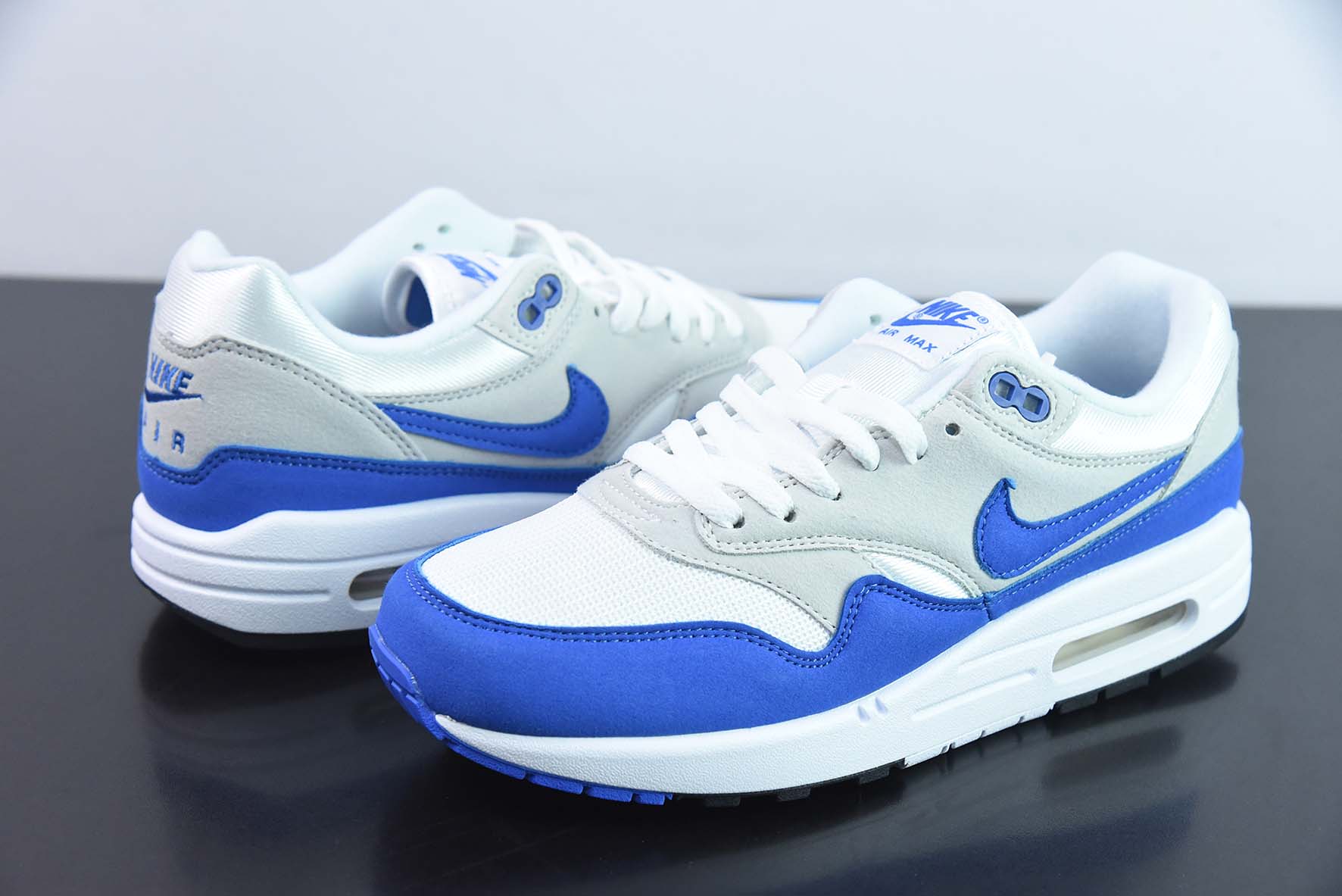 Nike Air Max 1 PRM公司级版本 复古休闲跑步鞋 白蓝 货号:908375 102