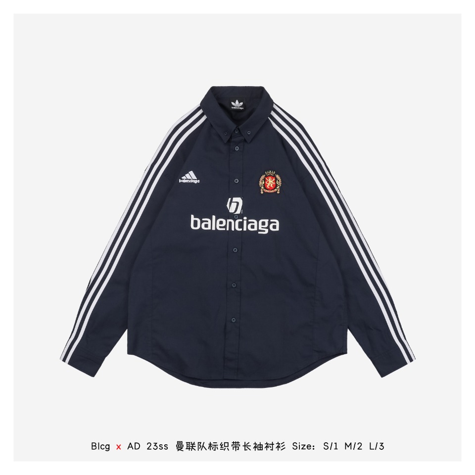 Balenciaga x Adidas co-branded 23ss Manchester United logo webbing long sleeve