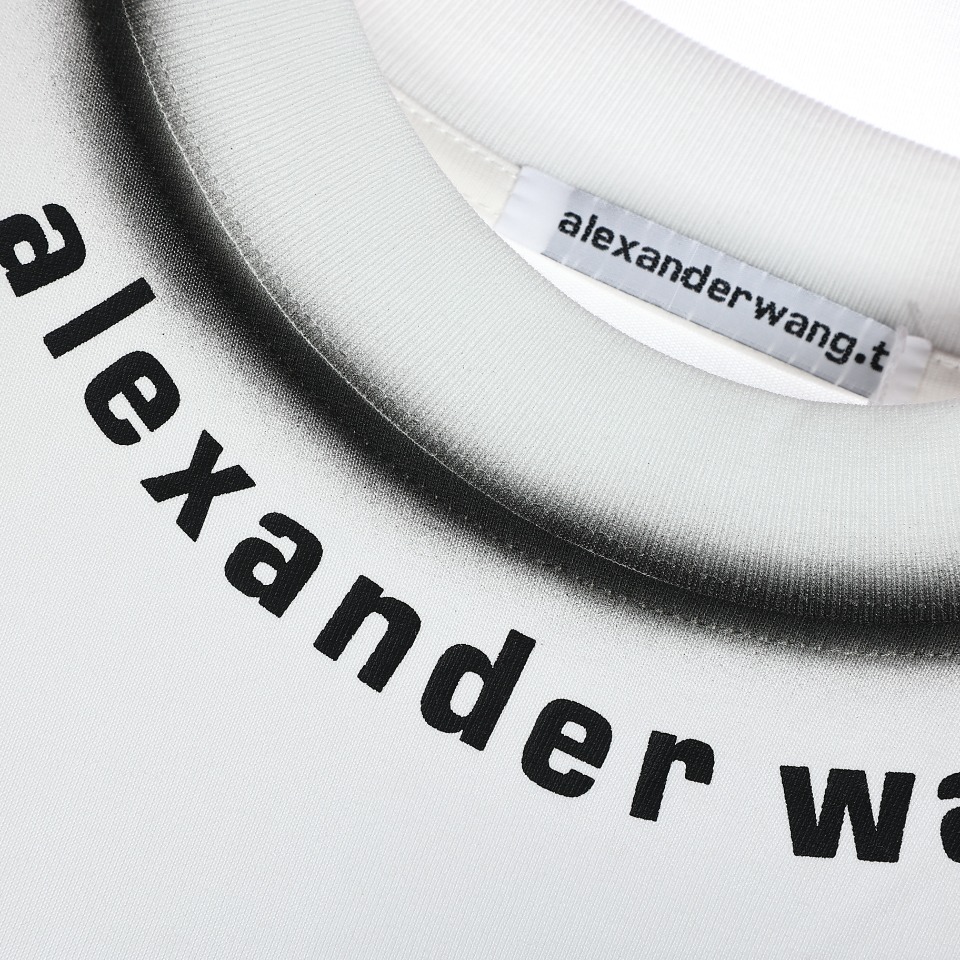 170 Alexander Wang/亚历山大王ADW 手工喷墨领口字母印花短袖T恤 2