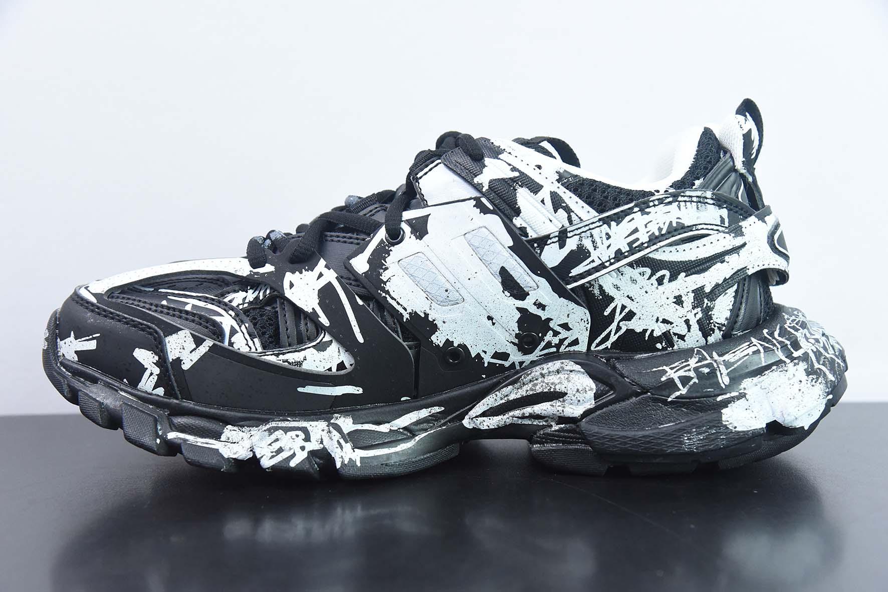 BALENCIAGA Track Mule Clear Sole Sneakers 3.0 纯原版本 无灯 涂鸦黑白运动鞋