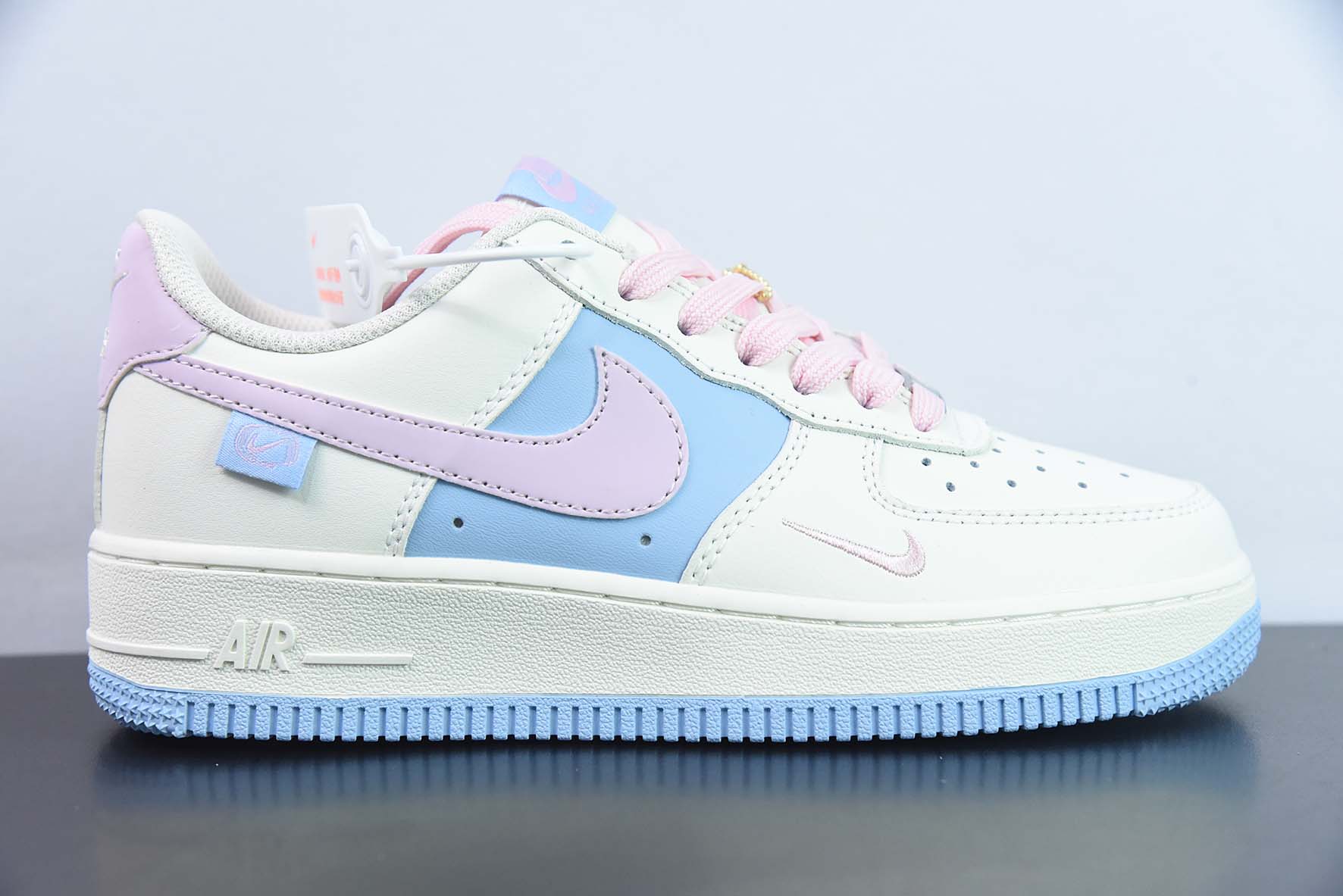 YAO69711637 NK Air Force 1 '07 Low QS "Sail White/Blue/Pink Swoosh" zapatillas de skate casuales de caña baja clásicas …