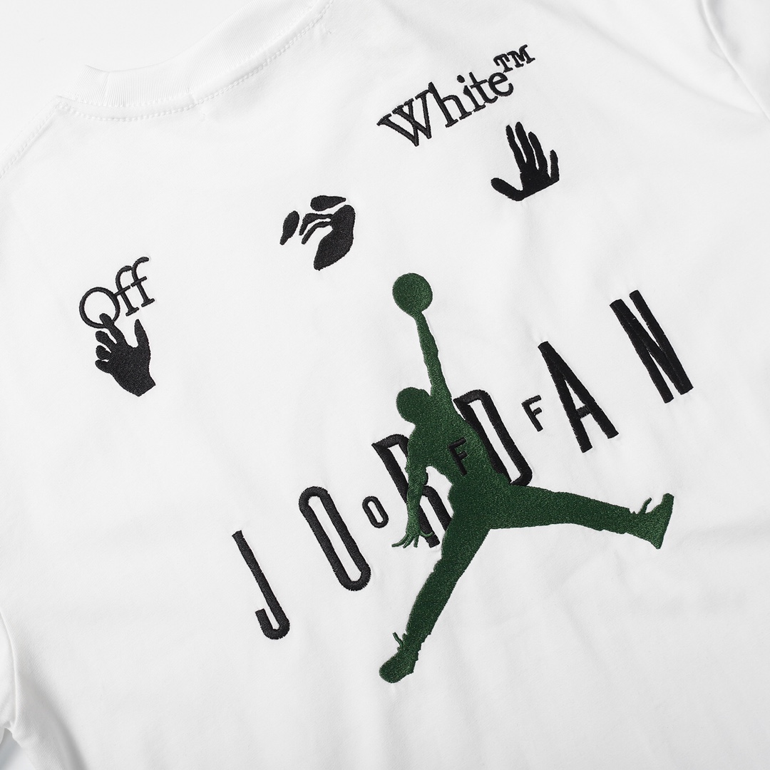 高版本OFF-WHITE × Jordan 乔丹 ow乔丹联名款刺绣短袖T恤