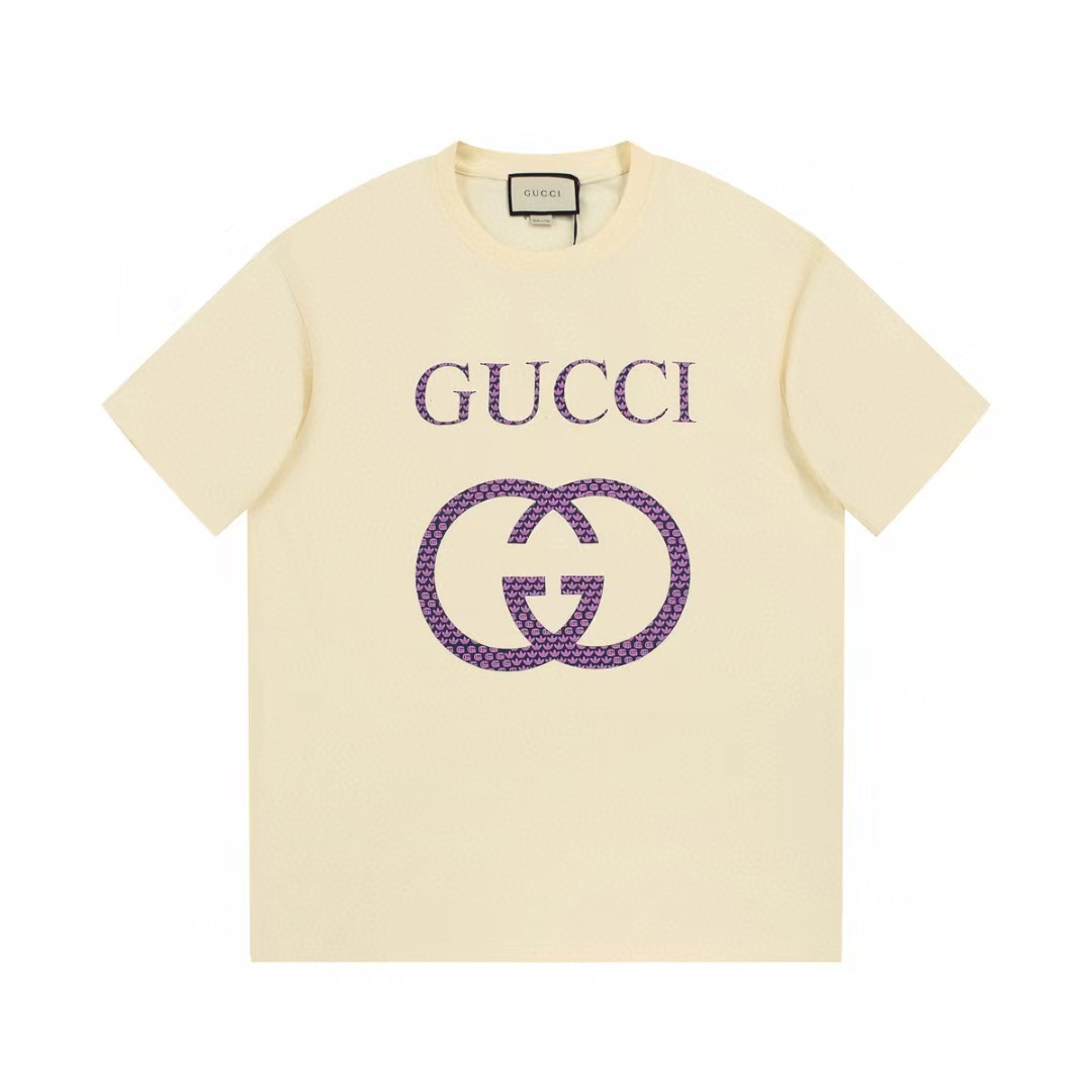 Gucci Odzież T-Shirt Kolor moreli Czarny Unisex Kolekcja wiosenno-letnia Fashion Krótki rękaw