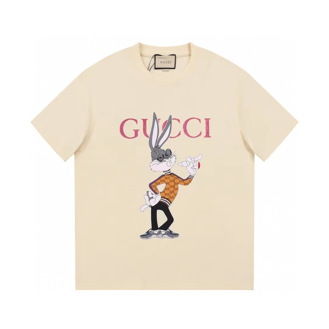 Gucci Odzież T-Shirt Najlepsze marki lubią
 Kolor moreli Czarny Różowy Unisex Bawełna Krótki rękaw