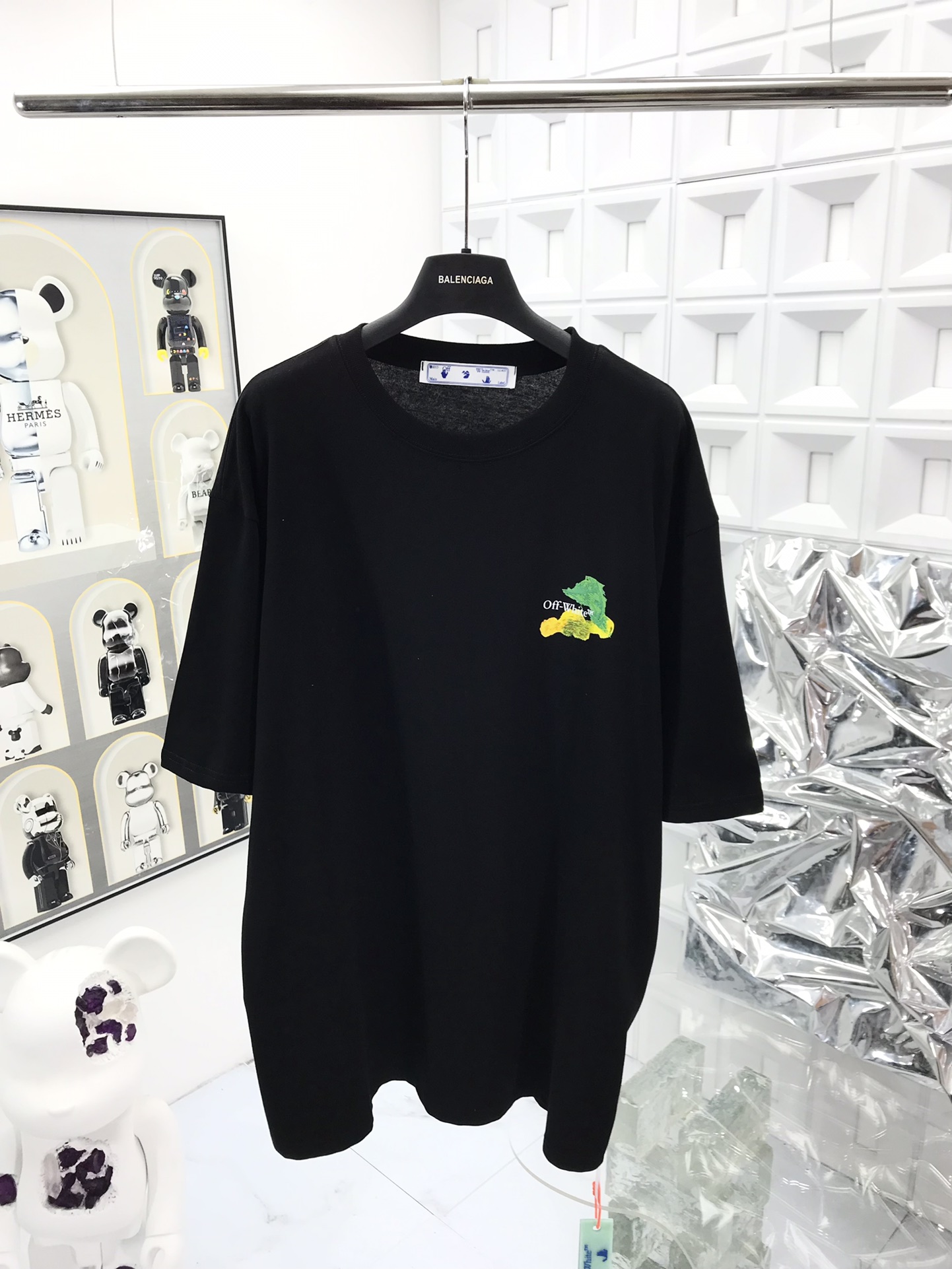 高版本OFF-WHITE 23ss后背油画笔logo徽标箭头印花圆领短袖T恤