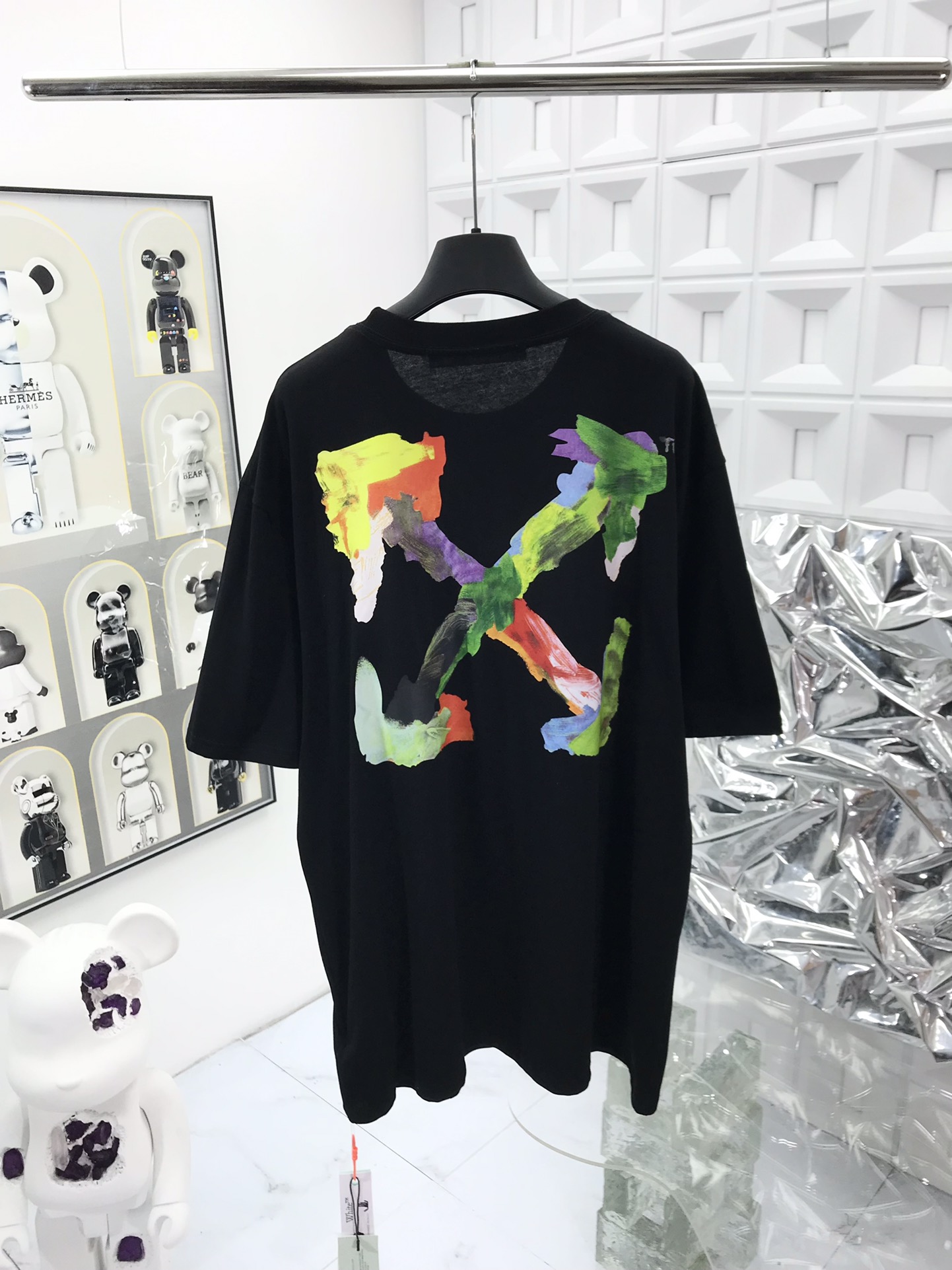 高版本OFF-WHITE 23ss后背油画笔logo徽标箭头印花圆领短袖T恤