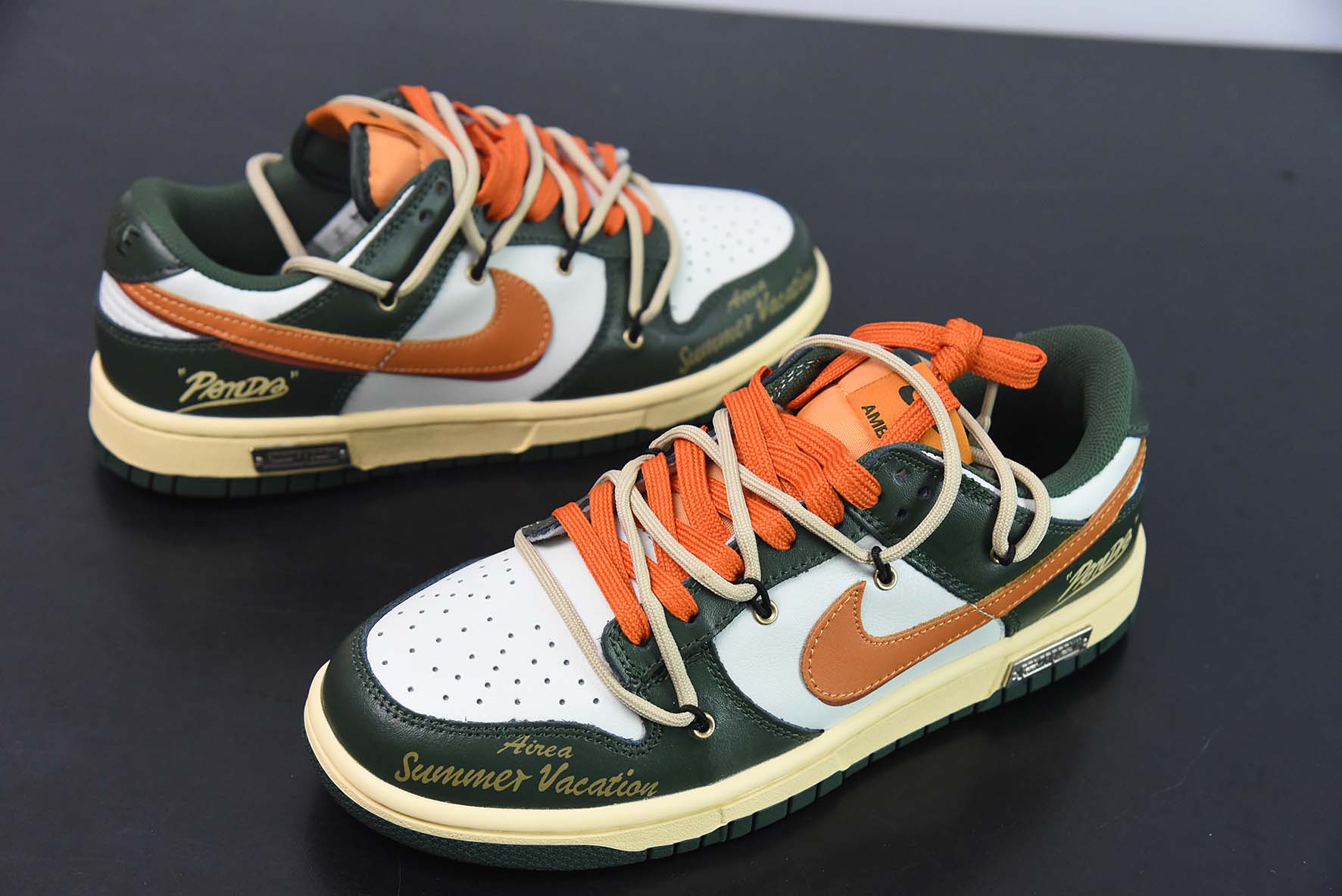 NK Dunk Low 客制配色 白黑橙绑带解构低帮运动休闲板鞋货号 DD1391-300