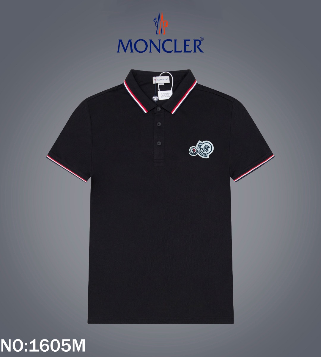 Moncler Diseñador
 Ropa Camiseta La mejor réplica 1: 1
 Negro Blanco Bordado Colección de verano Manga corta