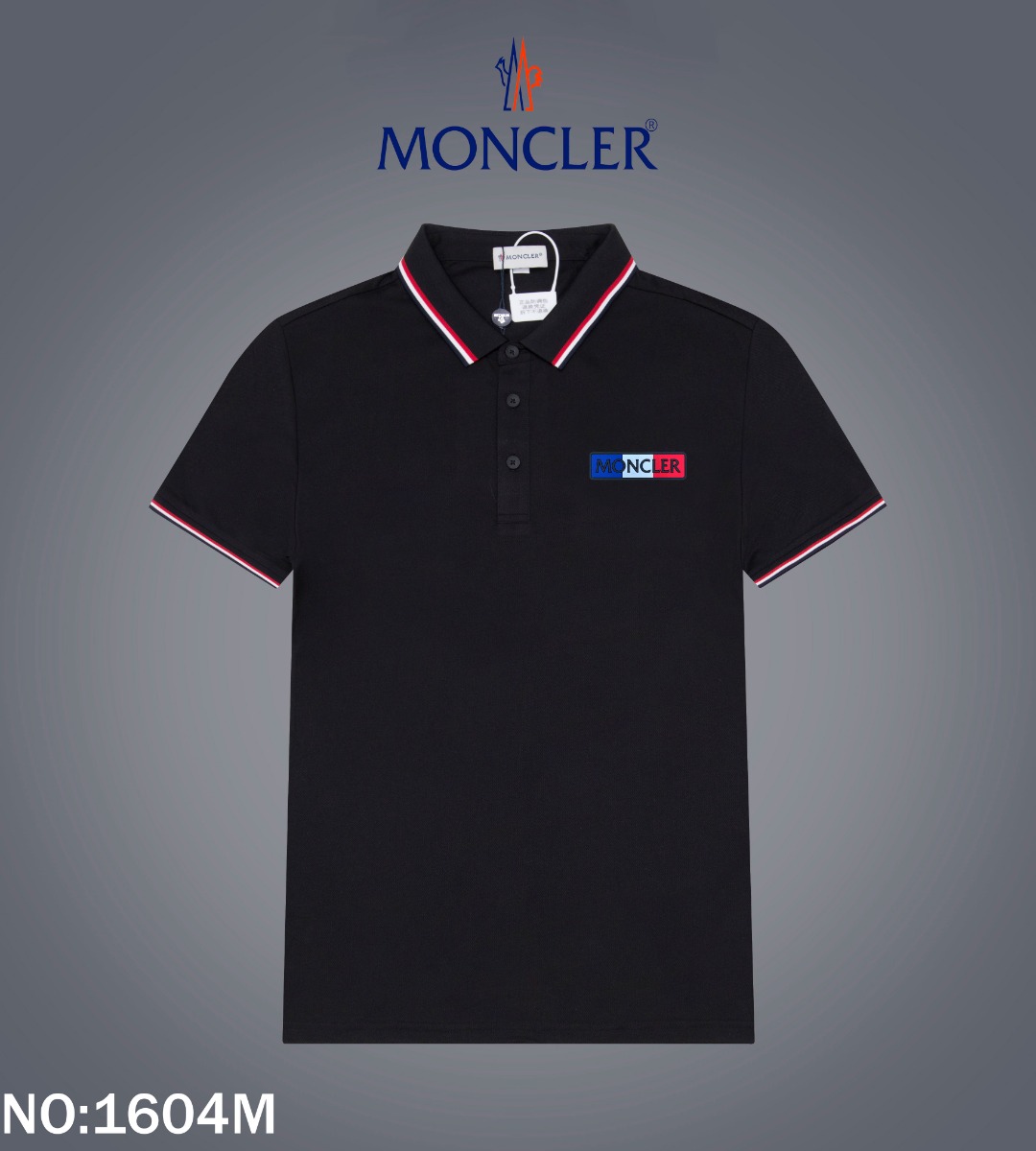 Moncler Ropa Camiseta Réplica por barato
 Negro Blanco Bordado Colección de verano Manga corta