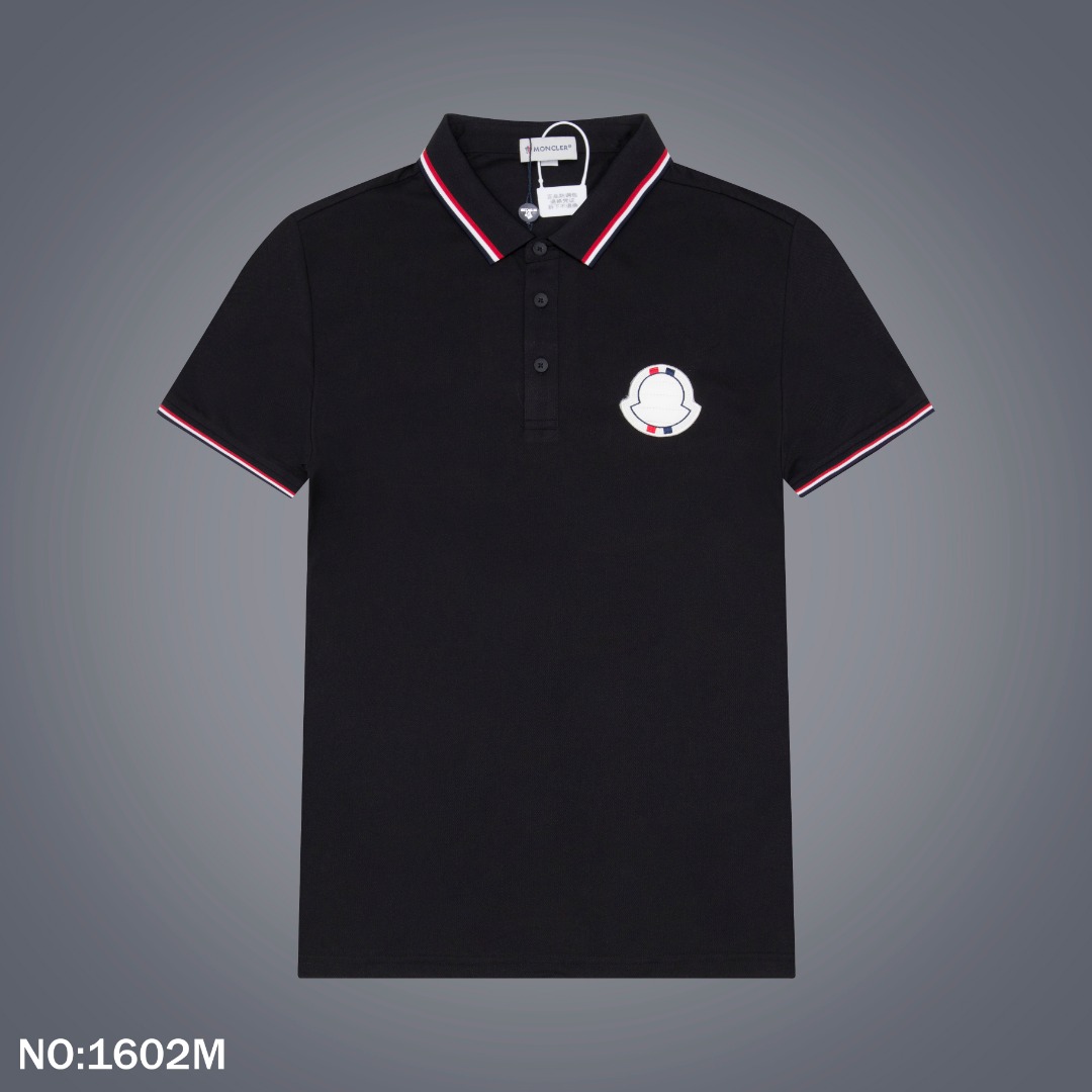 Moncler Ropa Camiseta Negro Blanco Bordado Colección de verano Manga corta