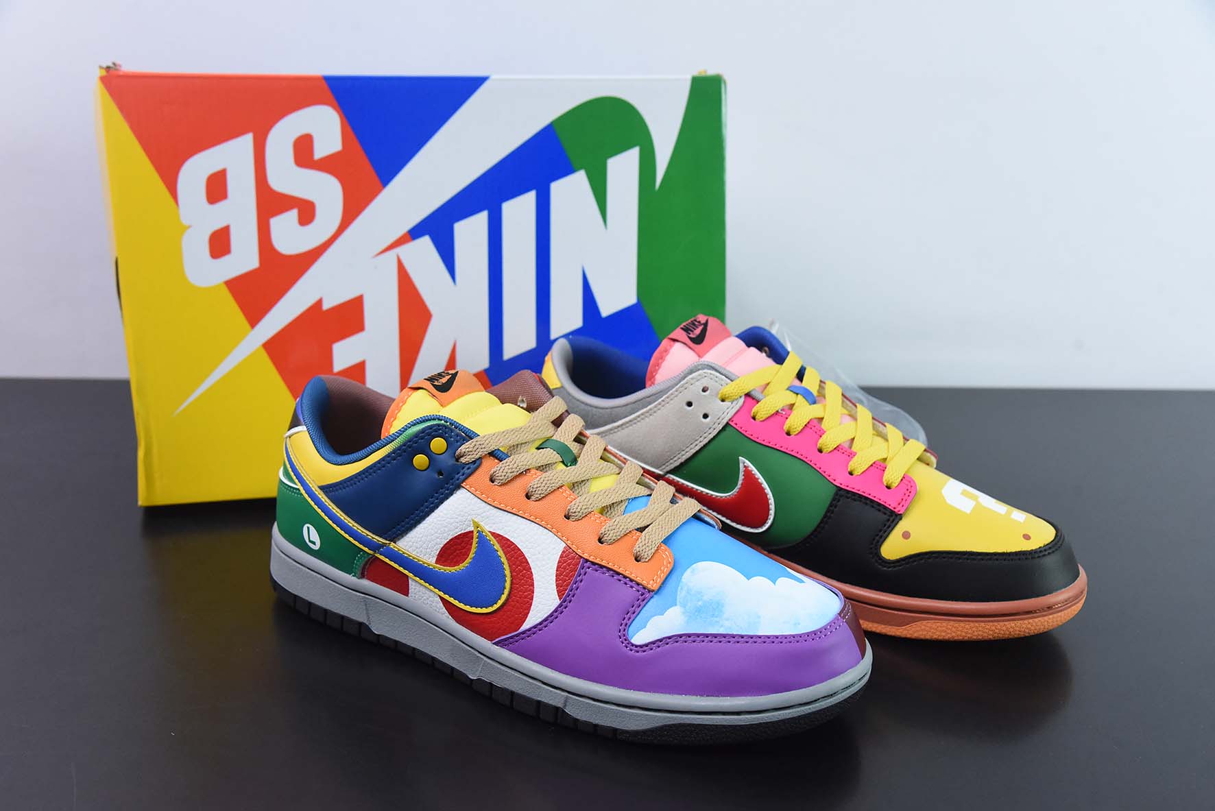Nike SB Dunk Low RETRO 马里奥 鸳鸯拼接 货号：DH0952 100