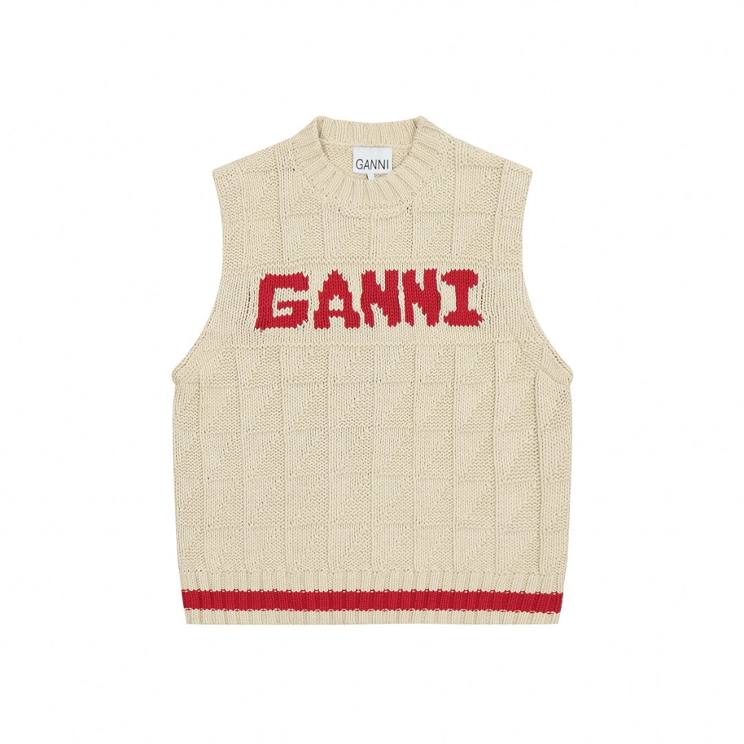 Ganni Vêtements Sweatshirts Gilet Jaune Coton Tricot Laine Série automne