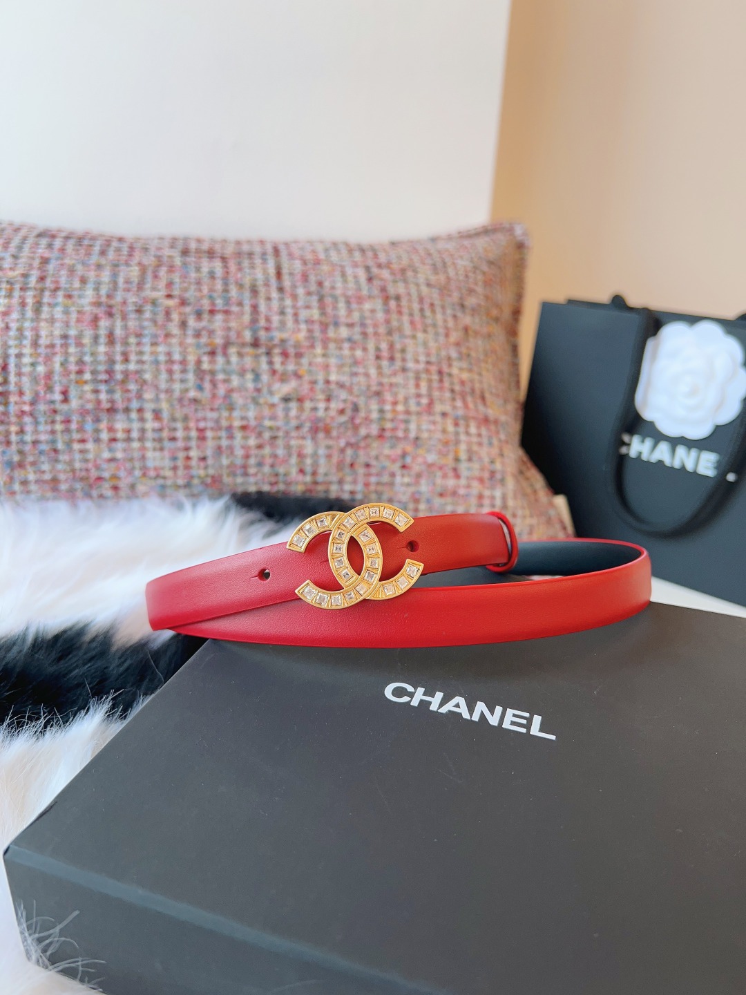 Chanel CHANEL（香奈儿）高端女士细腰带 双面 牛皮 手感柔软舒适 女士 款 优雅 宽度2.0CM