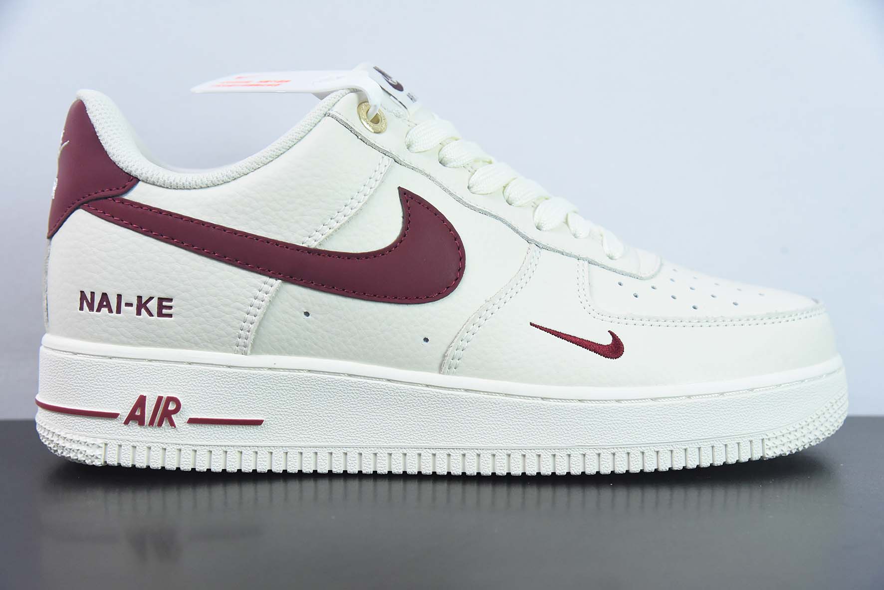 VAY59287339 Nike Air Force 1 AF1 Air Force One/caña baja blanco vino tinto NAI-KE estampado de letras número de artícul…