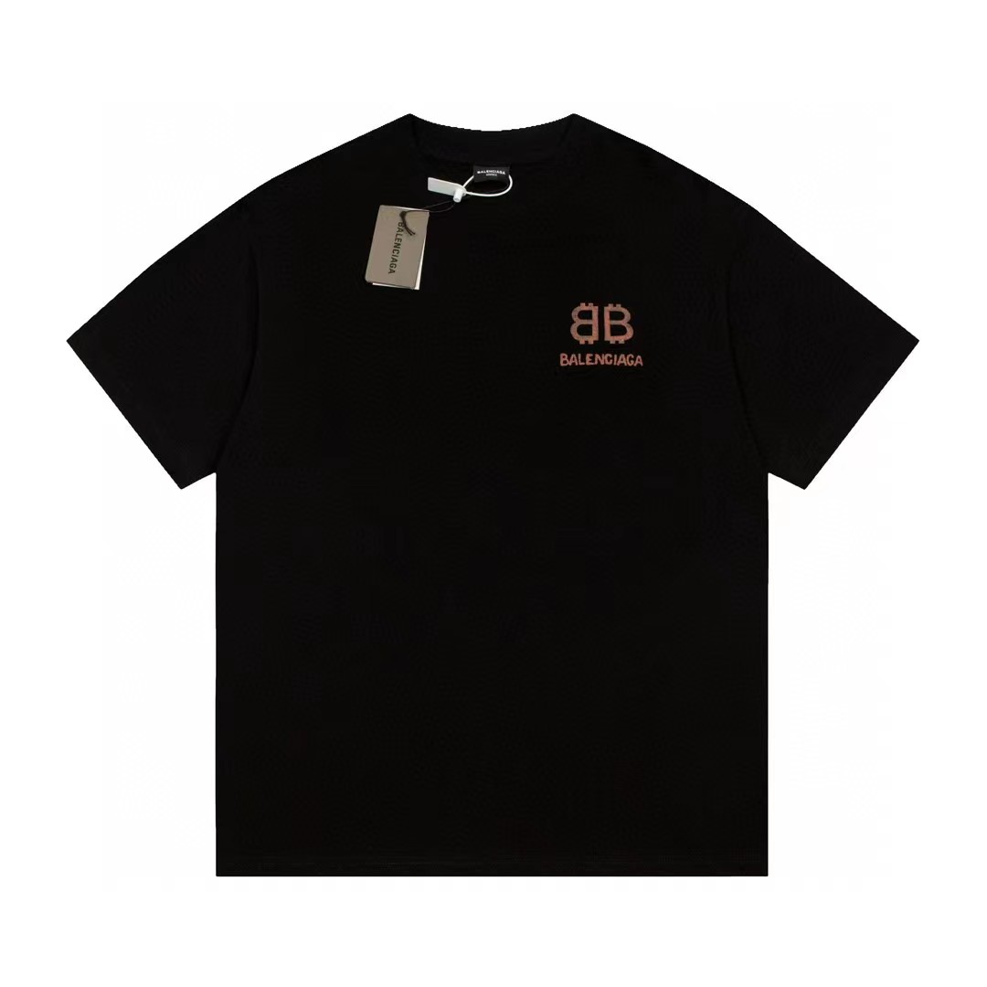 Balenciaga Clothing T-Shirt Black White Unisex Cotton Spring/Summer Collection Fashion Short Sleeve