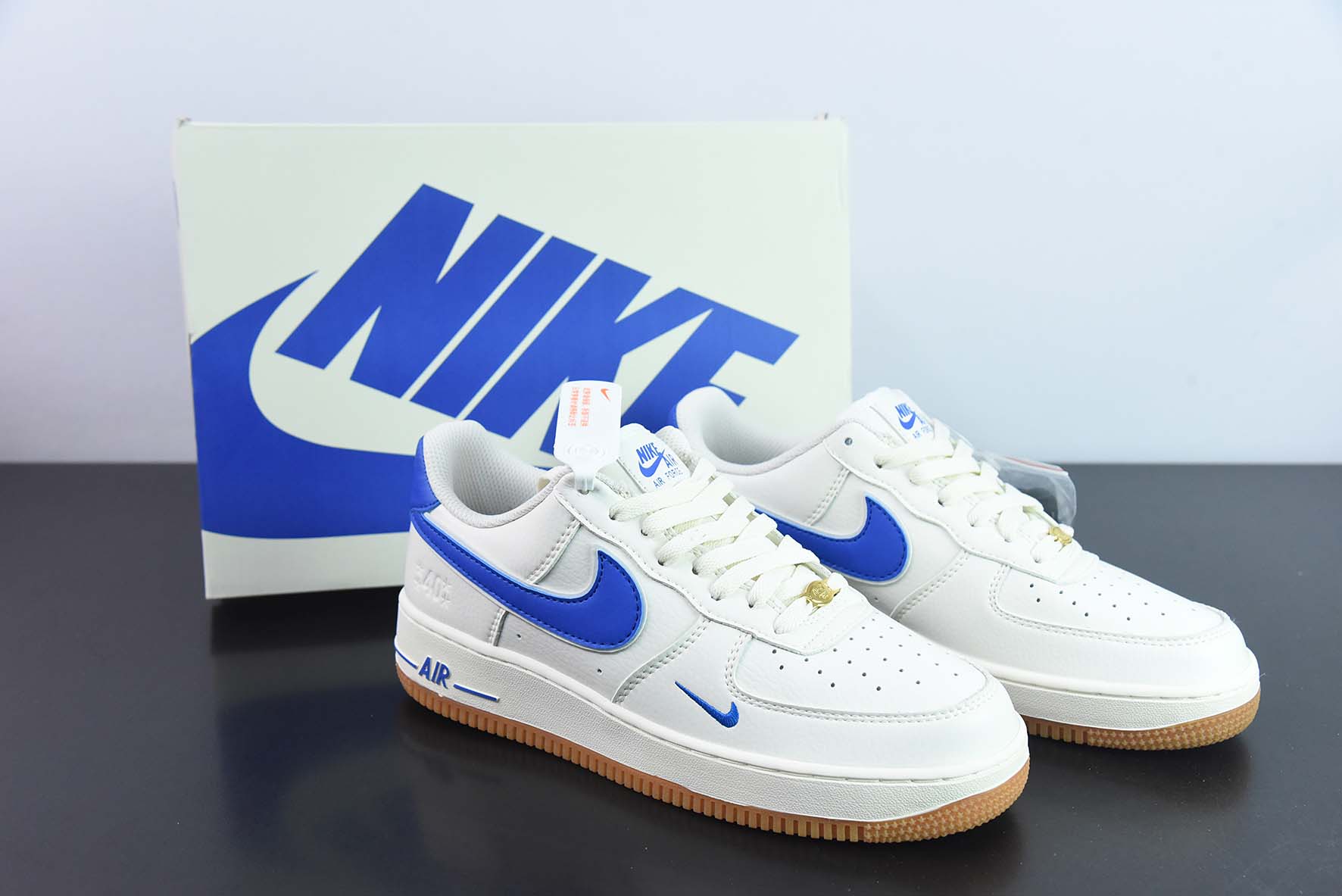 Nike Air Force 1 Low 40周年 生胶米白宝蓝 空军一号低帮运动休闲板鞋货号:WA0531-302
