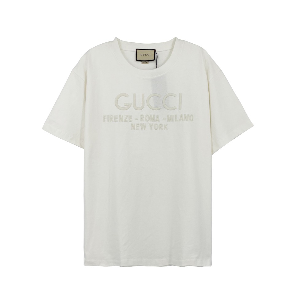 Gucci Clothing T-Shirt Replcia Cheap
 Black White Embroidery Combed Cotton Polyester