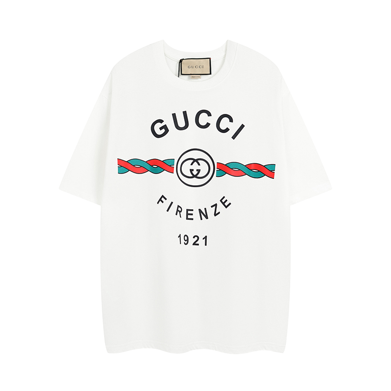 Guc*2022ss serie centenario camiseta de manga corta con doble botón trenzado. Tela de algodón puro de doble hilo de 240…