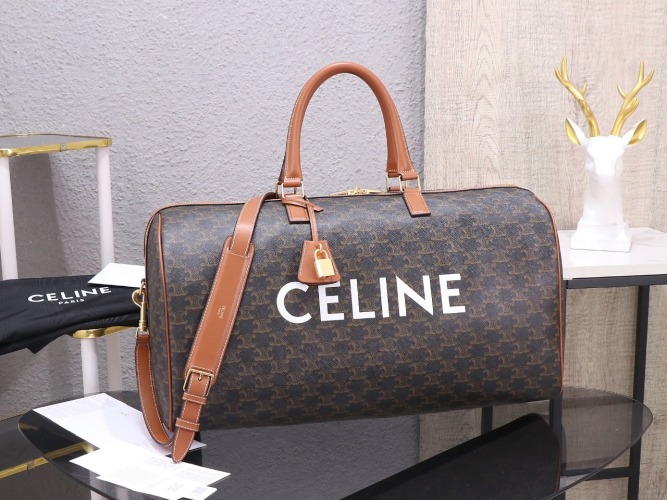 Celine Voyage Triomphe Canvas Travel Bag - Dog Print, Brown Leather Trim 1 Celine Voyage Triomphe Canvas Travel Bag - Dog Print, Brown Leather Trim
