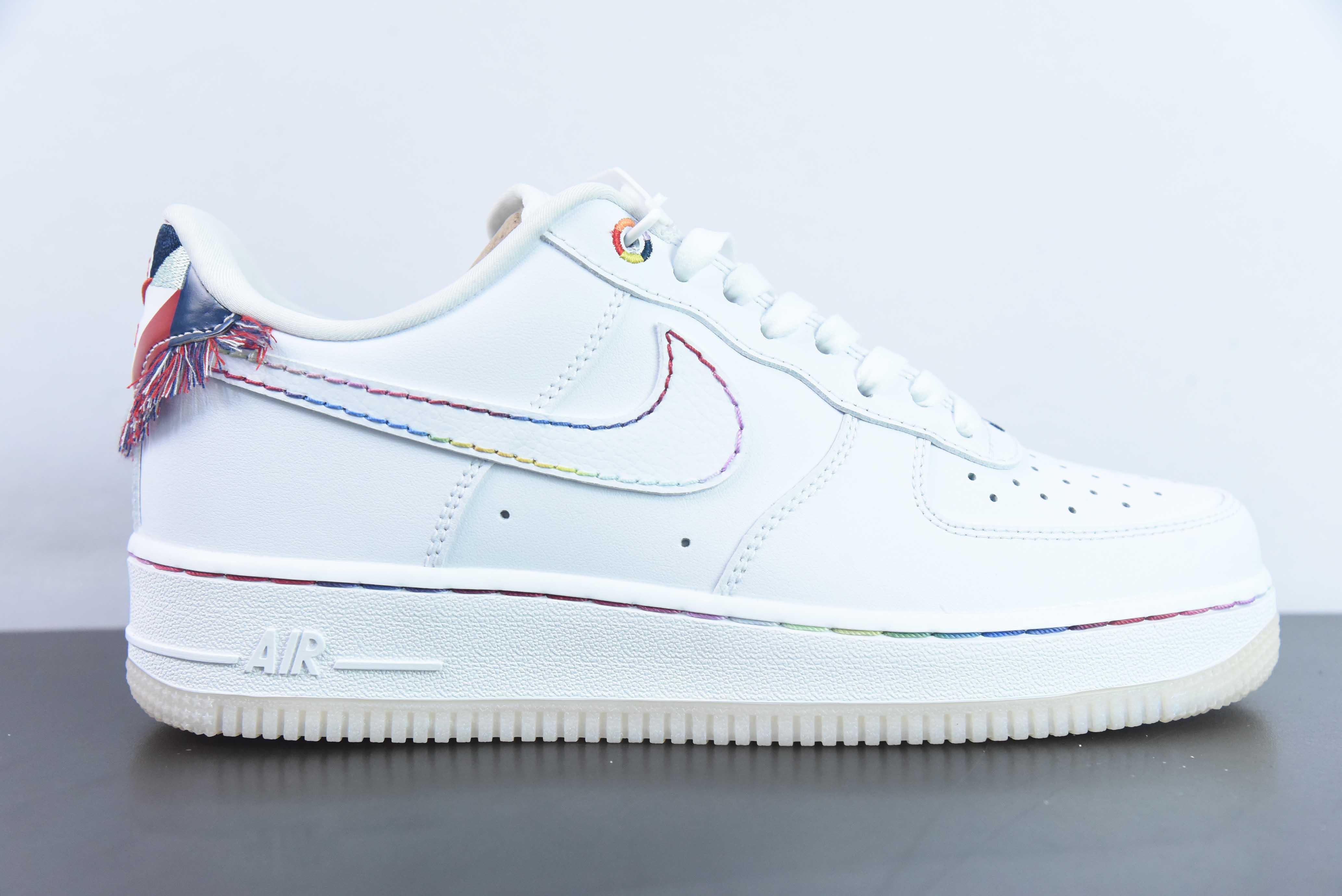 TAC37324139 NK Air Force 1'07 Low "Multi-Color" Air Force One clásico cuero blanco arcoíris estilo étnico indio "FN8918…