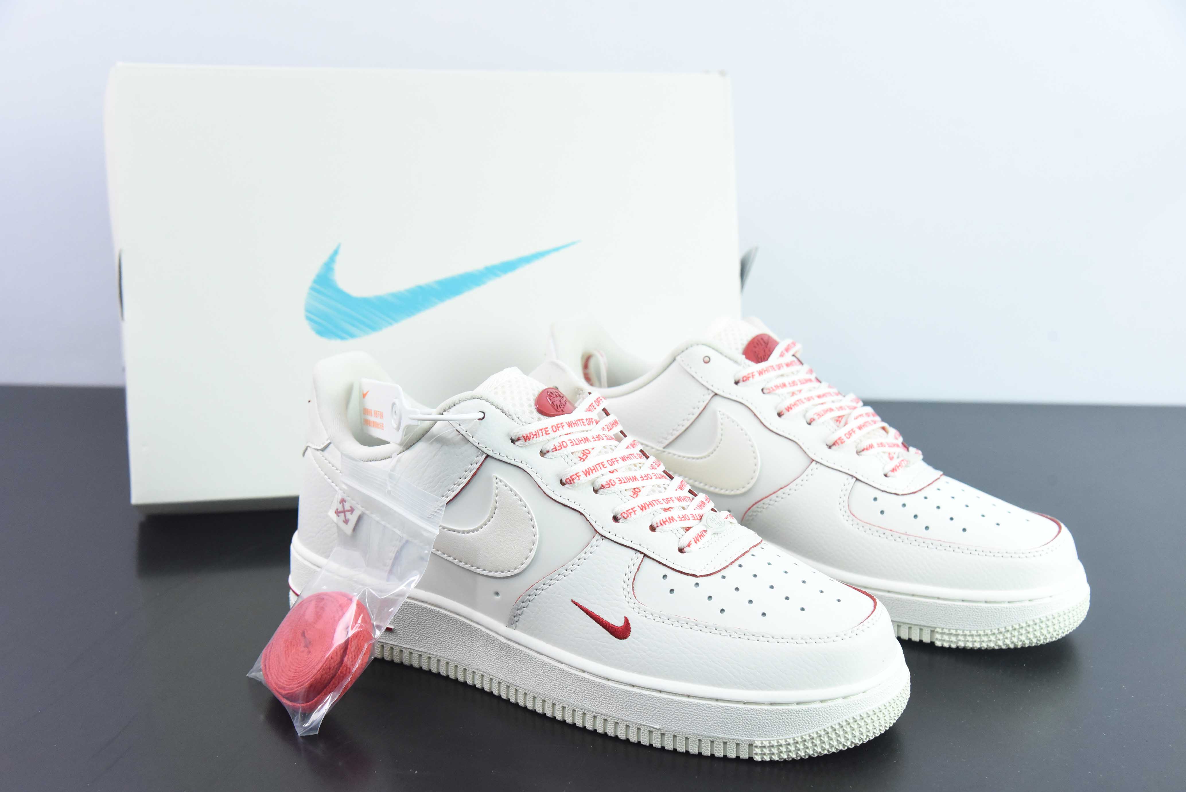 Nike Air Force 1 Low 07 x OFF WHITE 联名白红货号：PF9055 767