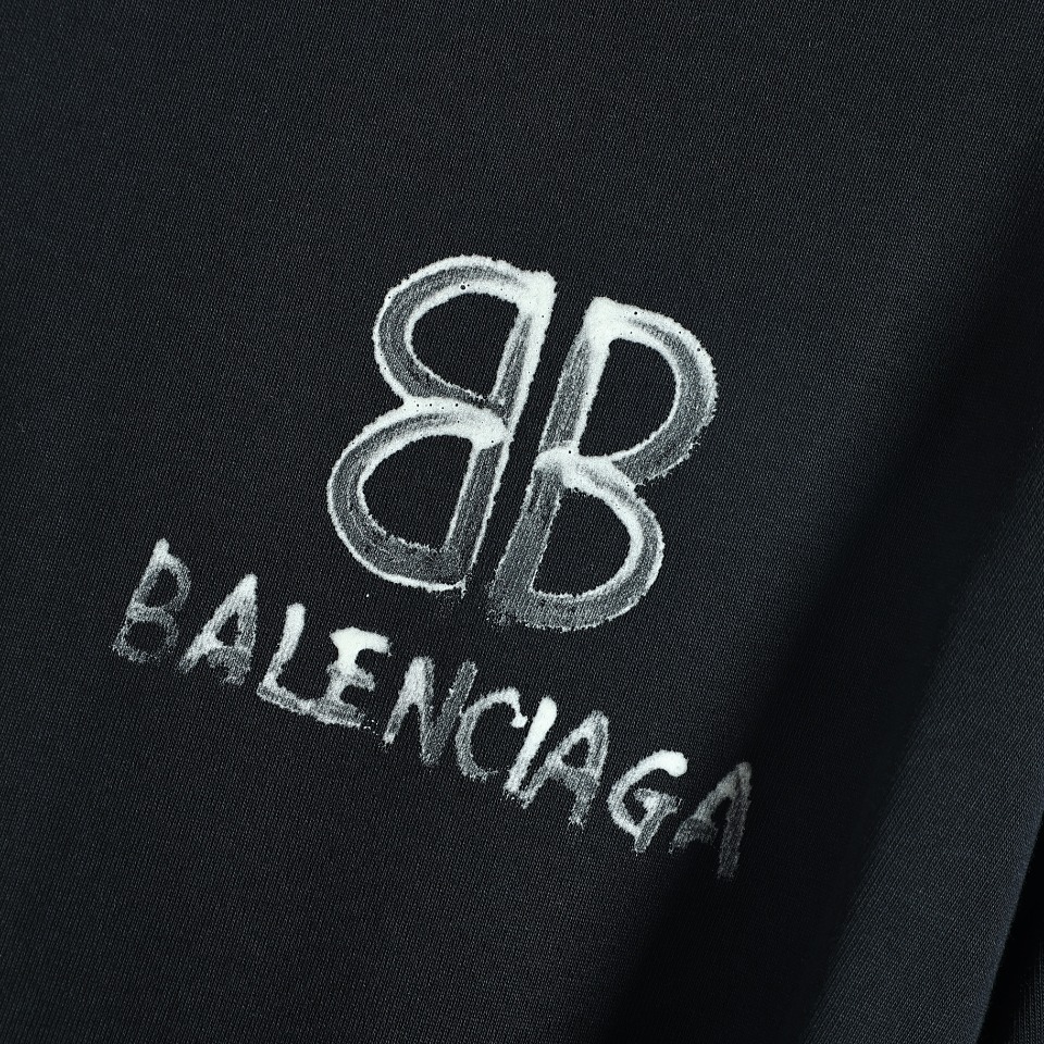 Balenciaga 巴黎世家 2022新款后背双B夜光短袖夜光粉印花