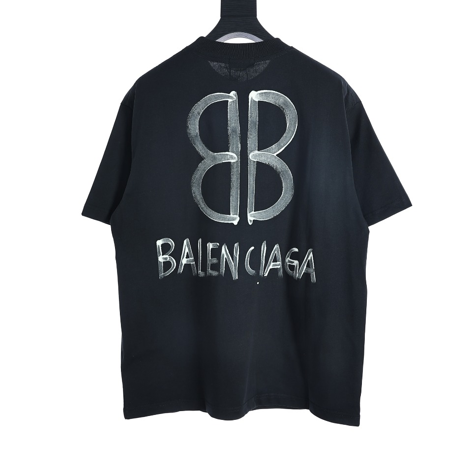 Balenciaga 巴黎世家 2022新款后背双B夜光短袖夜光粉印花