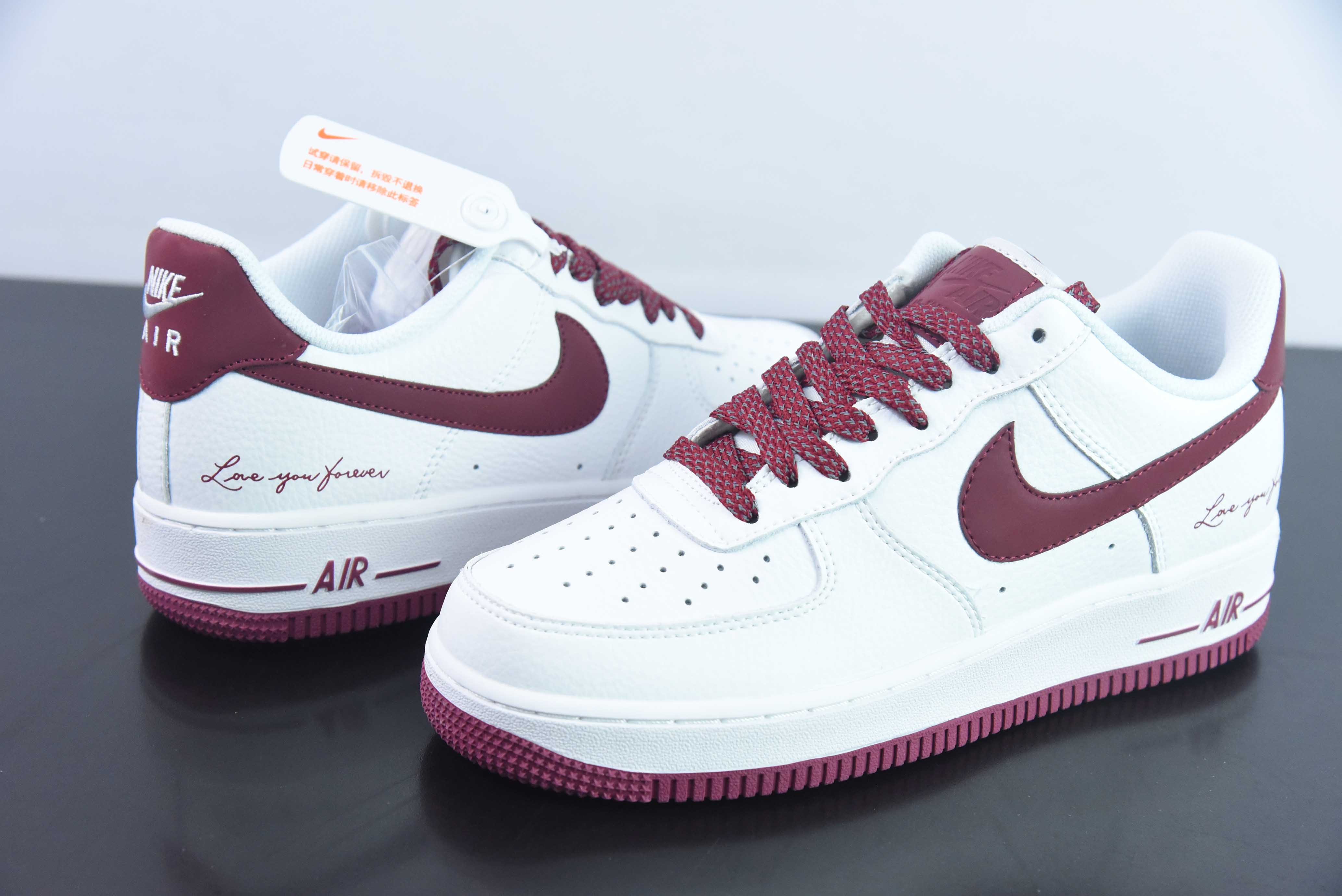 Nike Air Force 1 AF1 空军一号/低帮 白红 酒红 签名印花 货号:LO1718-059