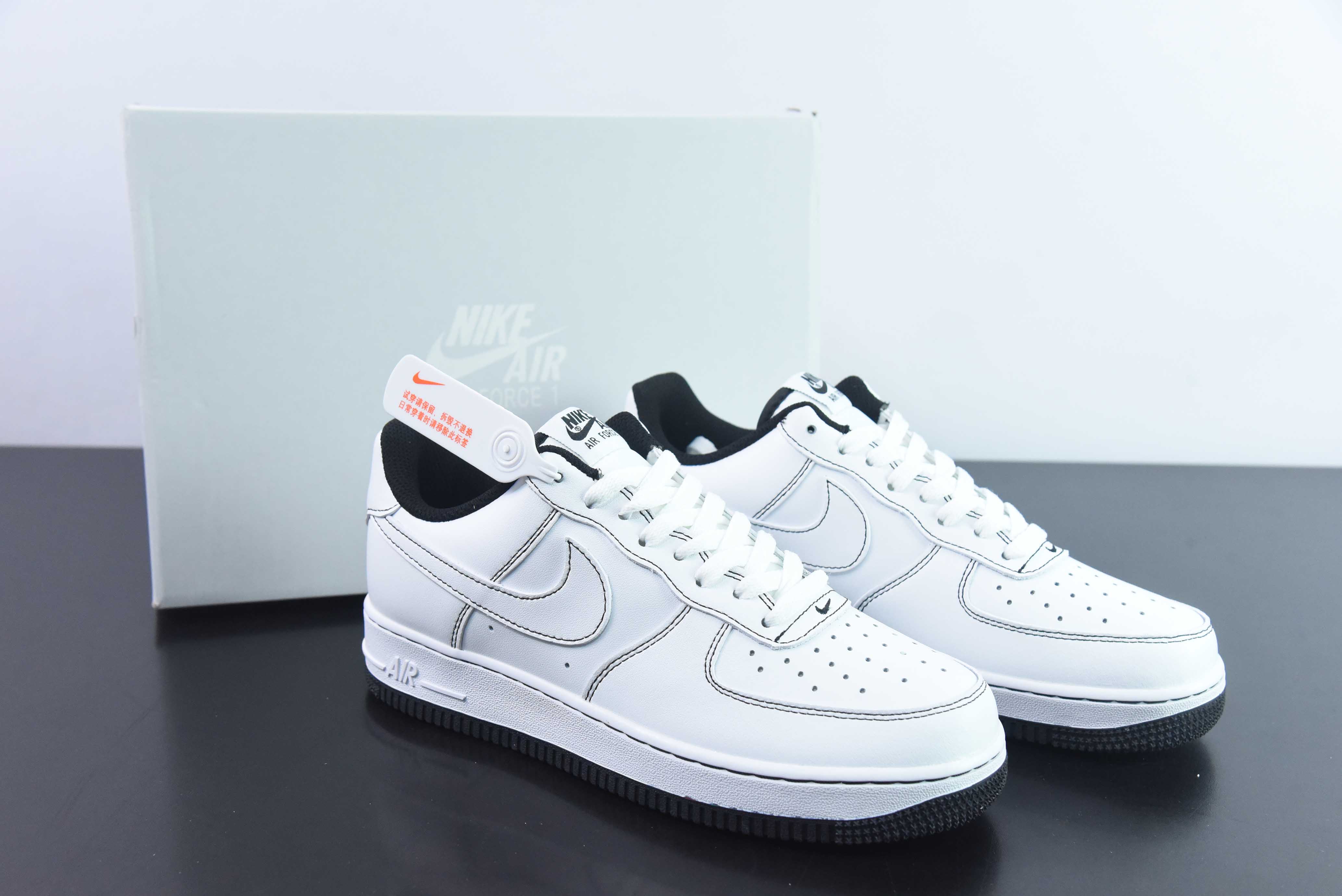 Nike Air Force 1 Low 空军一号低帮百搭休闲运动板鞋 黑色缝线 货号:CW1575-104