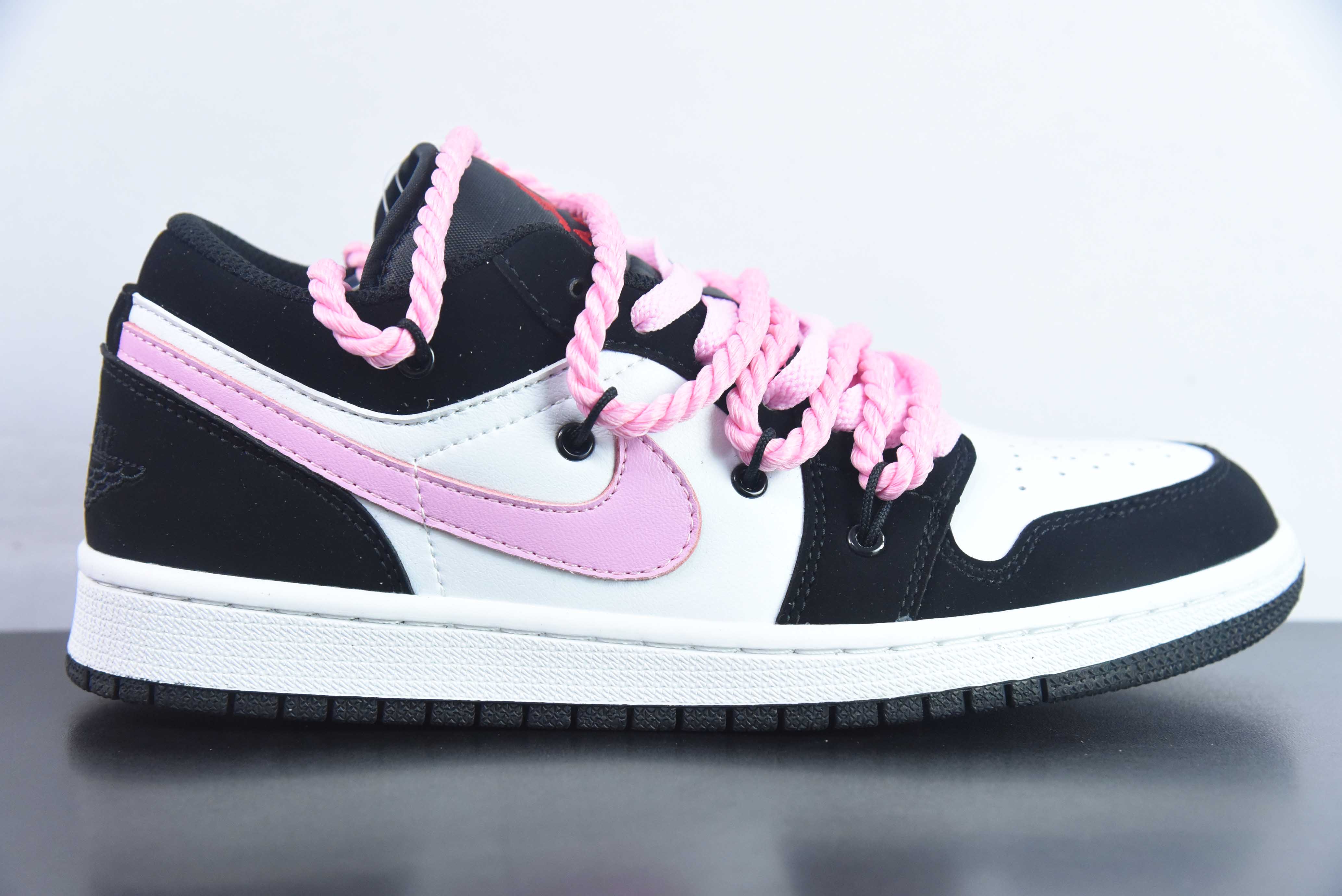 UAJV57694533 Air Jordan 1 Low zapatos deportivos de cordón grueso, negro rosa, DX4374-008 Tallas: 36-42