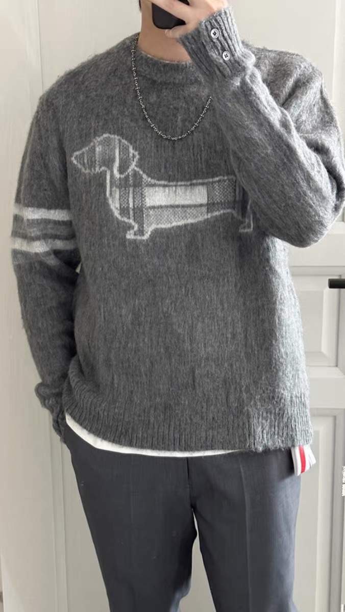 THOM BROWNE TB 汤姆布朗 23FW 腊肠狗马海毛毛衣 上身效果#