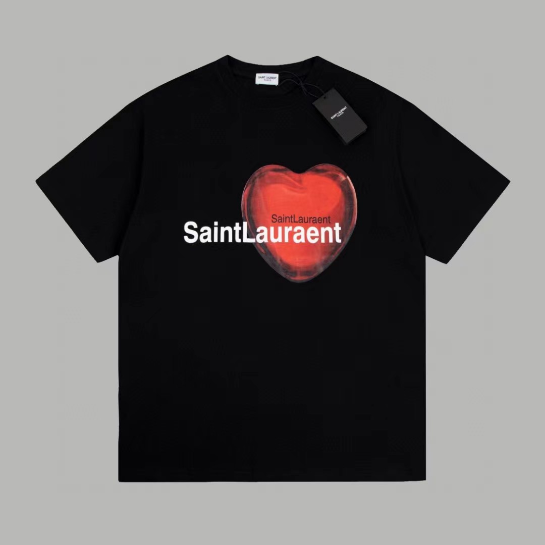 Yves Saint Laurent Clothing T-Shirt Black White Unisex Short Sleeve