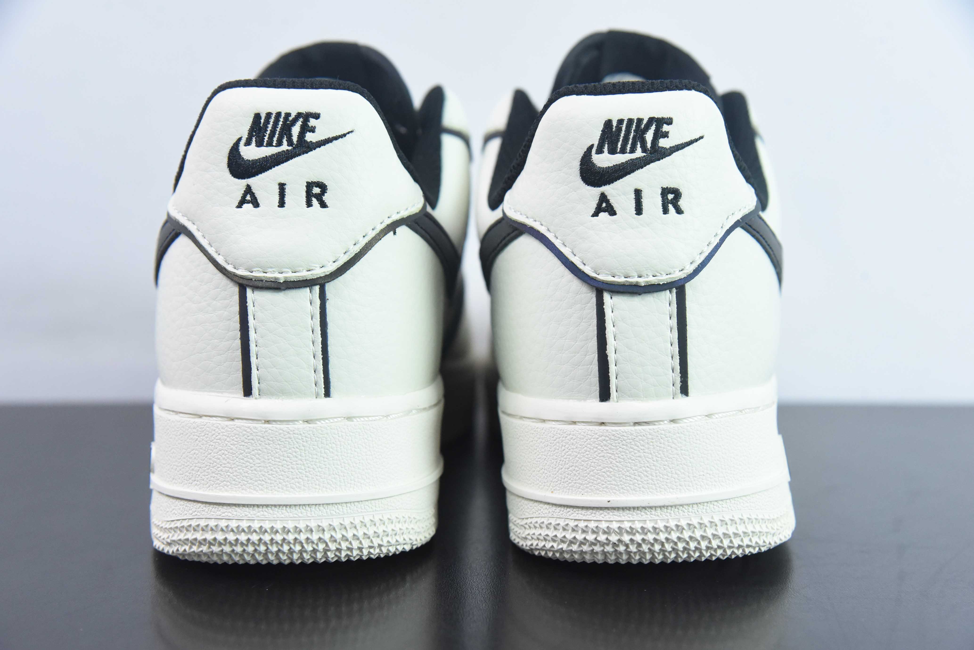 Nike Air Force 1’07 Low 3M"空军一号经典低帮百搭休闲运动板鞋“皮革米白黑镭射3M反光边” 货号:UH8958-121