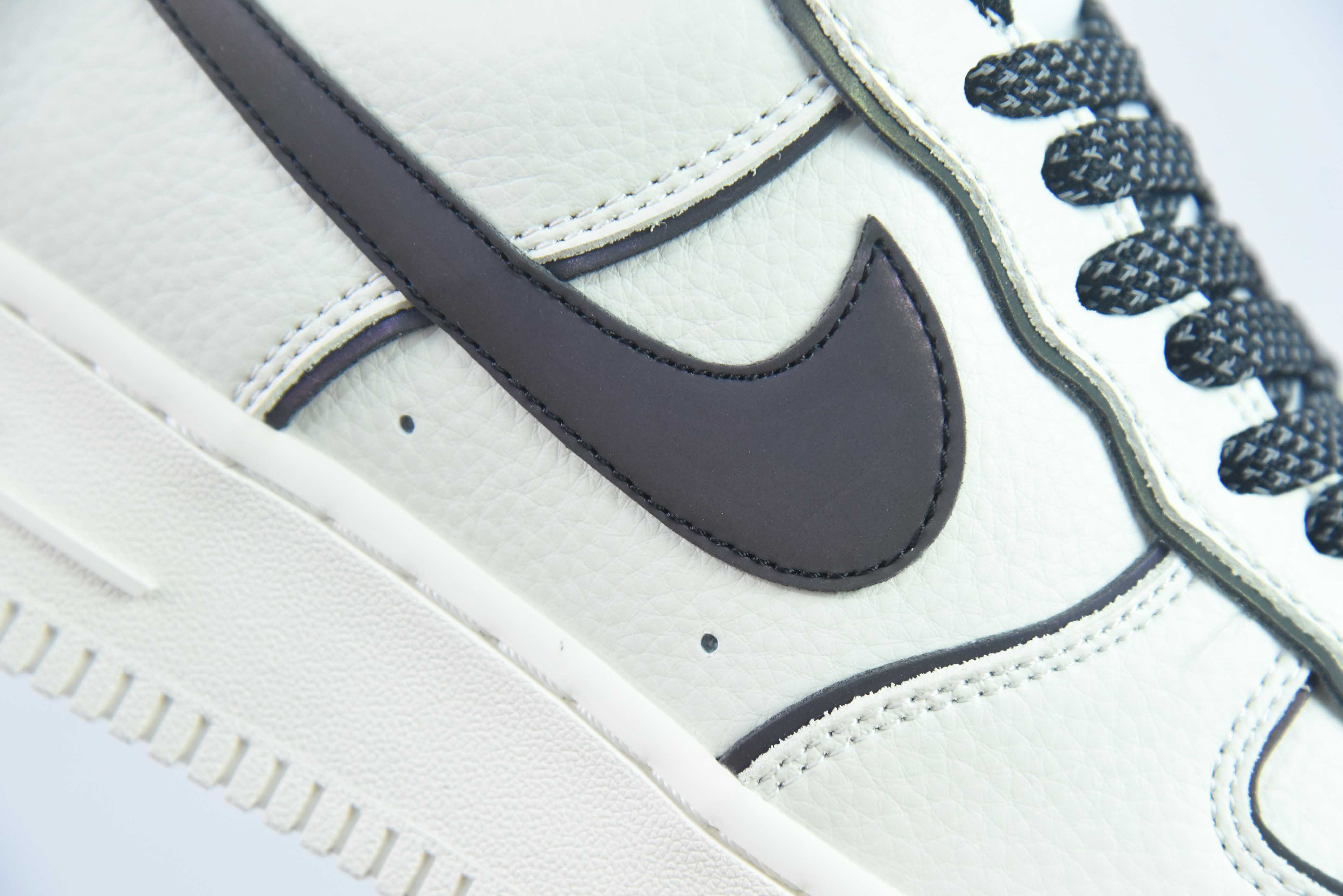 Nike Air Force 1’07 Low 3M"空军一号经典低帮百搭休闲运动板鞋“皮革米白黑镭射3M反光边” 货号:UH8958-121