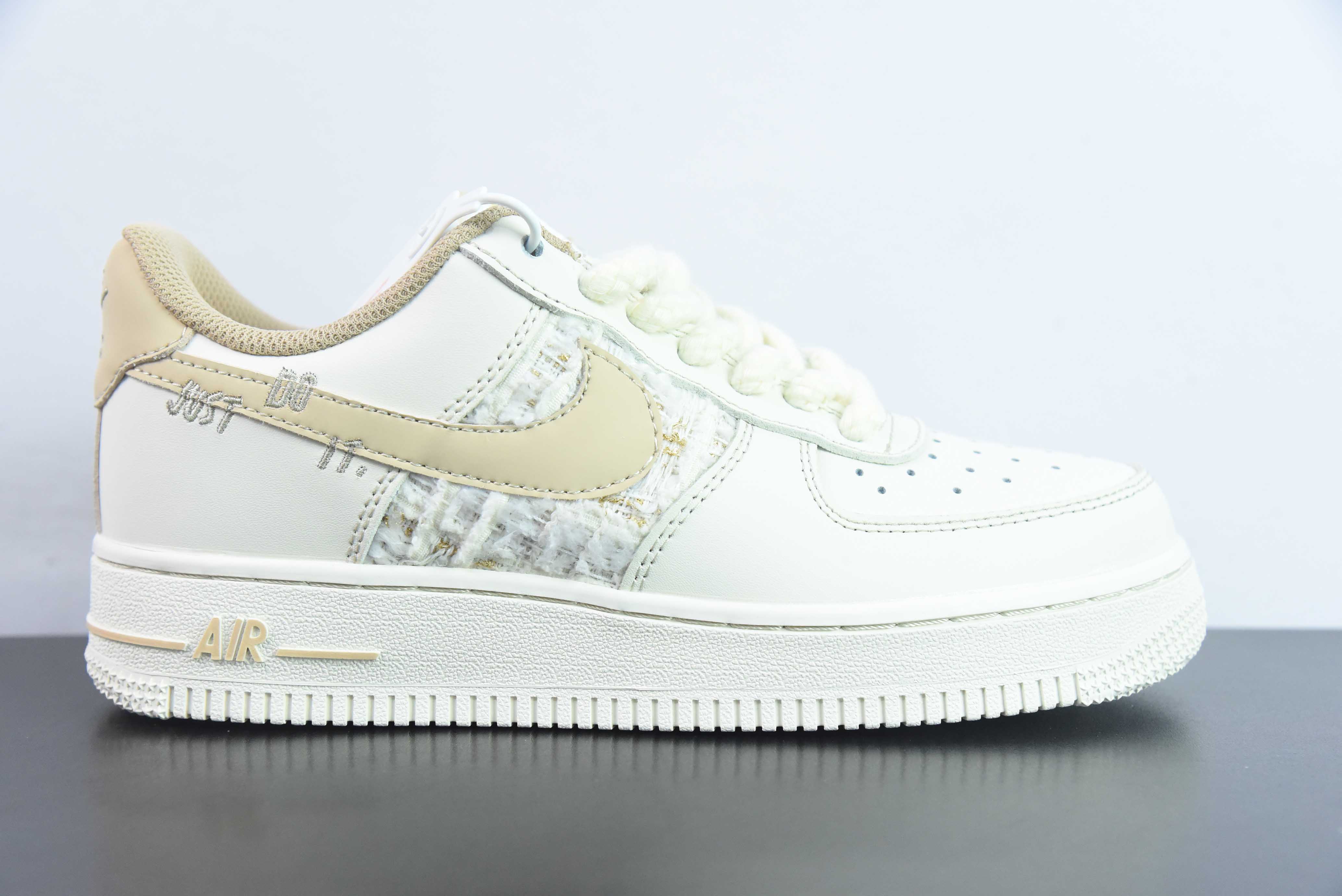 KAS79712532 Nike Air Force 1’07 Low"JUST DO IT"空军一号经典“米白浅月兰编织小香风”FJ7740-012 尺码：36-45