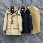 Burberry Clothing Coats & Jackets Black Khaki Pink Splicing Nylon Polyester Fall/Winter Collection Vintage Hooded Top