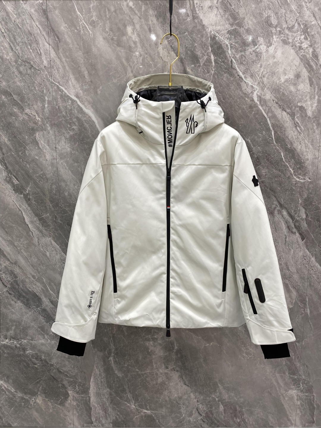 Moncler White Stand Collar Zip Jacket