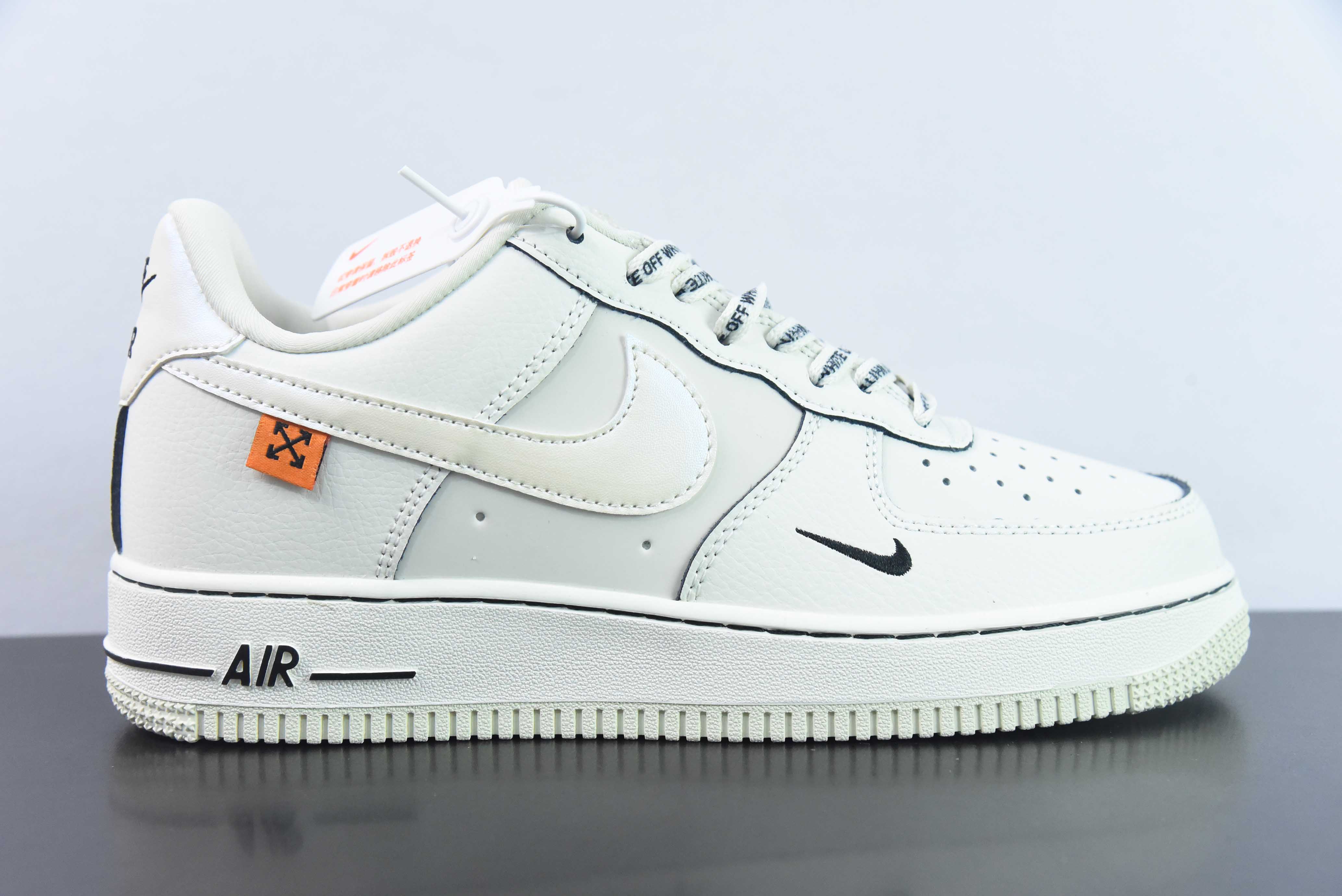 KAF19959932 Nike Air Force 1 '07 Low "OFF WHITE colaboración--3M blanco crema gancho negro" Air Force 1 caña baja zapat…