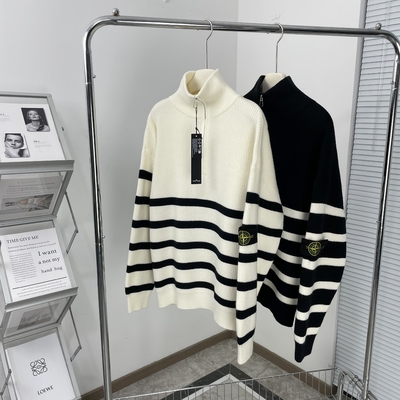 Stone Island Clothing Sweatshirts Black White Unisex Knitting