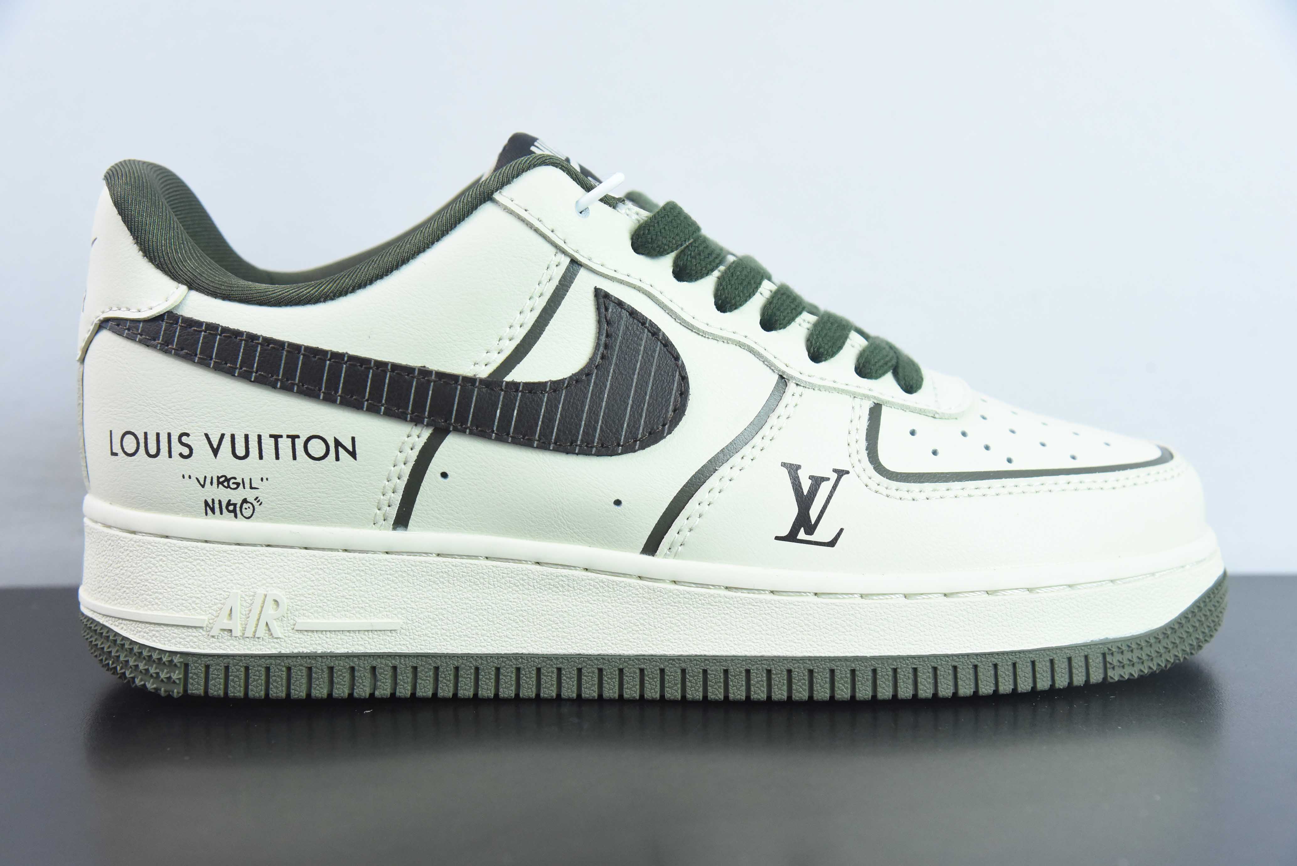 CAO11483341 Nike Air Force 1 Low 07 x Louis Vuitton, estampado de marca conjunta, número de artículo: CT3228 400, talla…