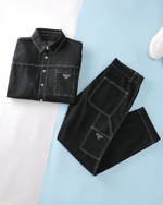 Prada Clothing Coats & Jackets Pants & Trousers Shirts & Blouses Men Cotton Stretch Fall Collection Edge